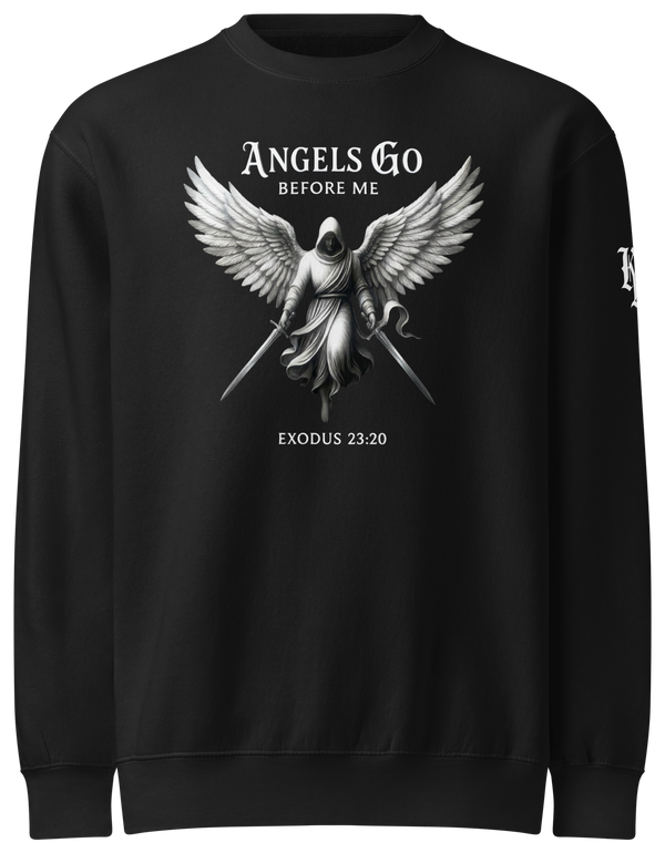 Angels Go Before Me Sweatshirt — black — Front