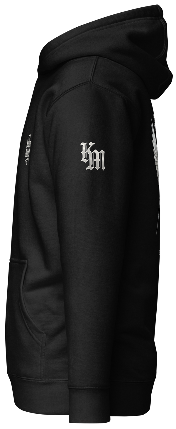Angels Go Before Me Premium Pullover Hoodie — black — Left