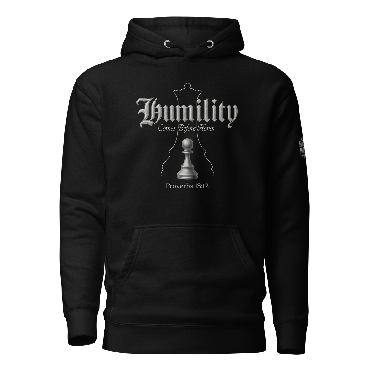 Humility Standard Pullover Hoodie — black — Front