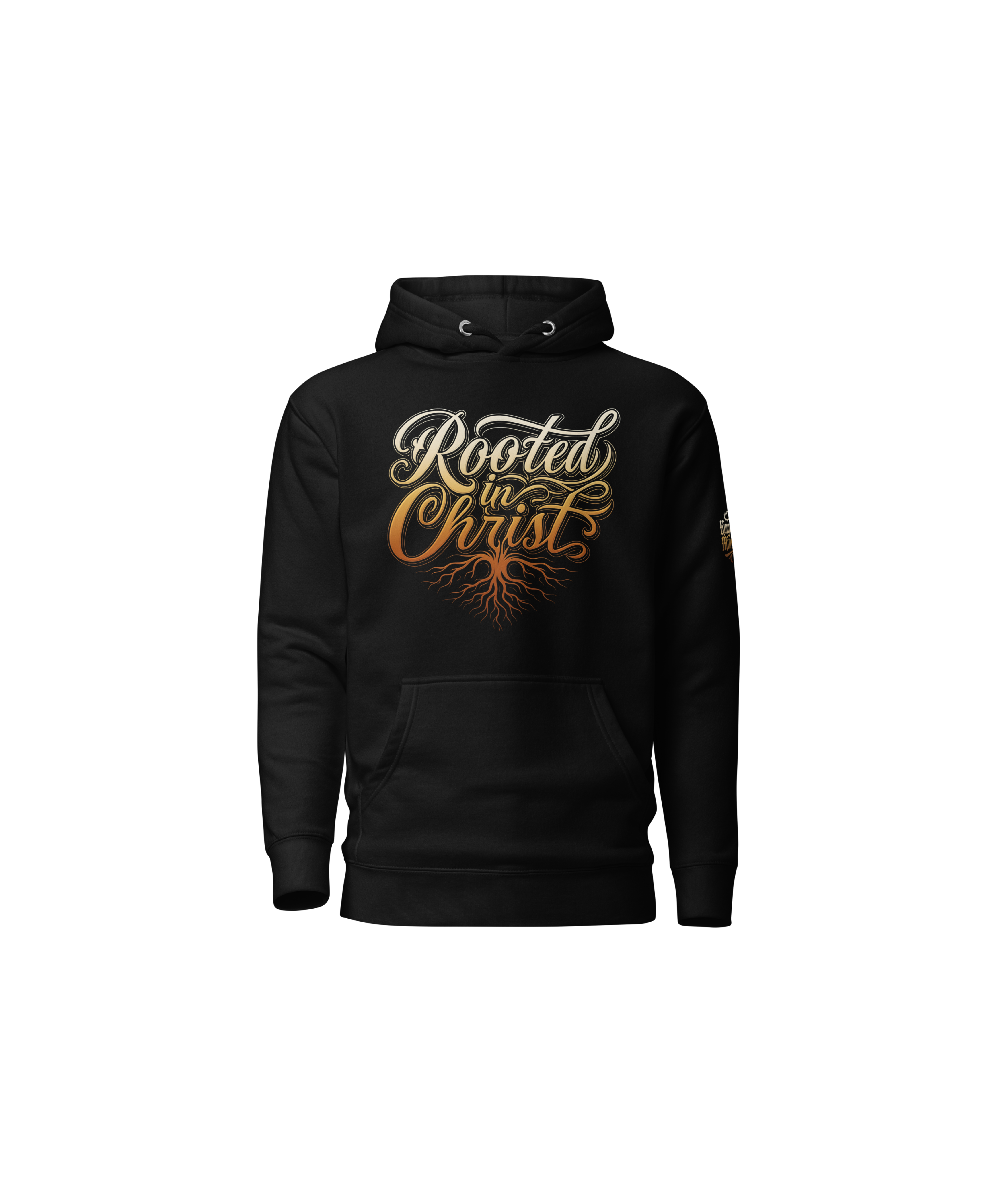 Rooted in Christ Standard Pullover Hoodie — Black — Front