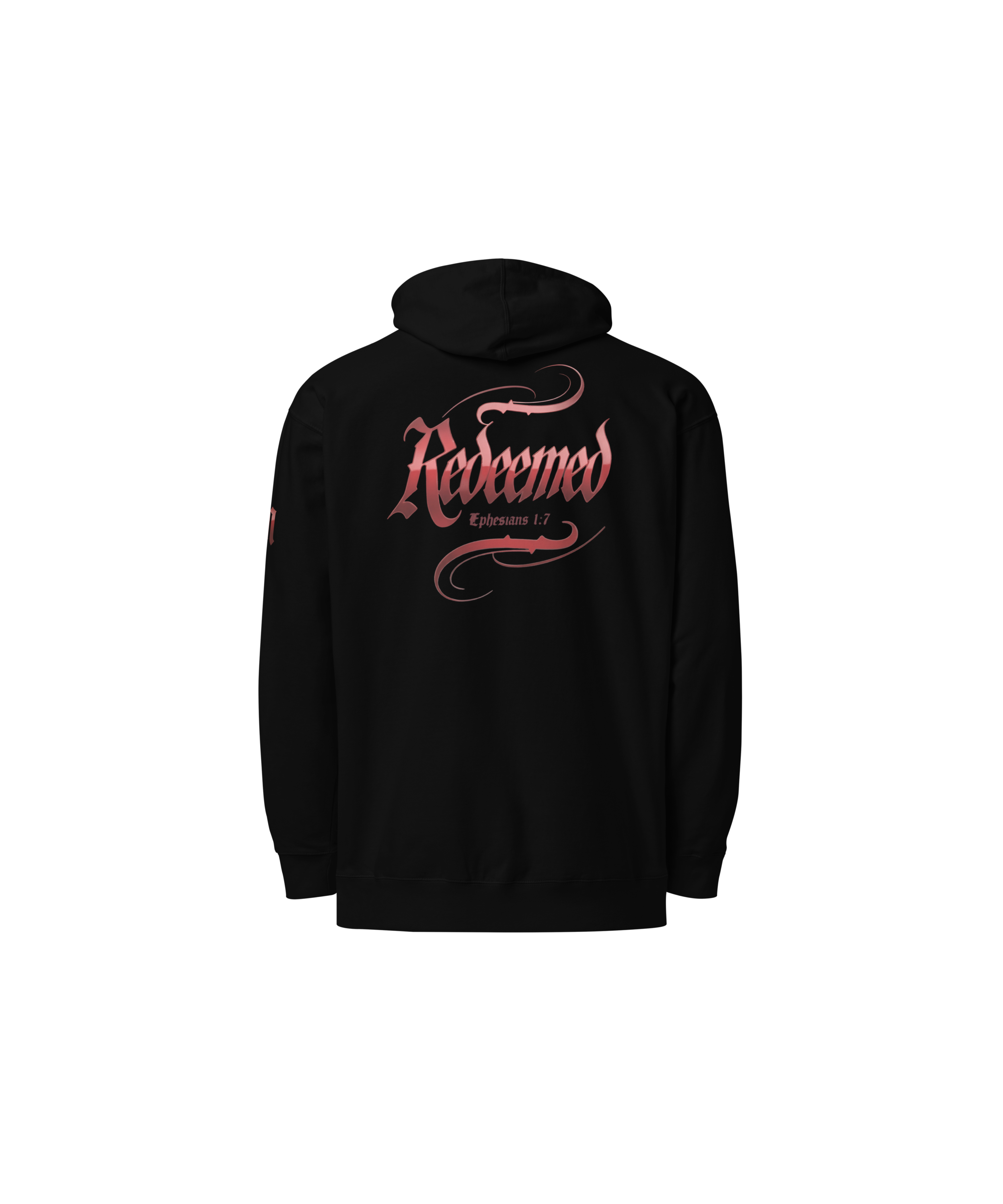 Redeemed Premium Pullover Hoodie — Black — Back