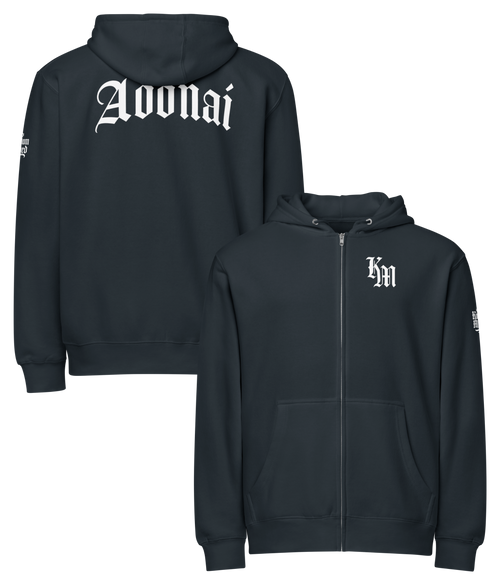 Adonai Premium Zip Hoodie — Navy — Collage