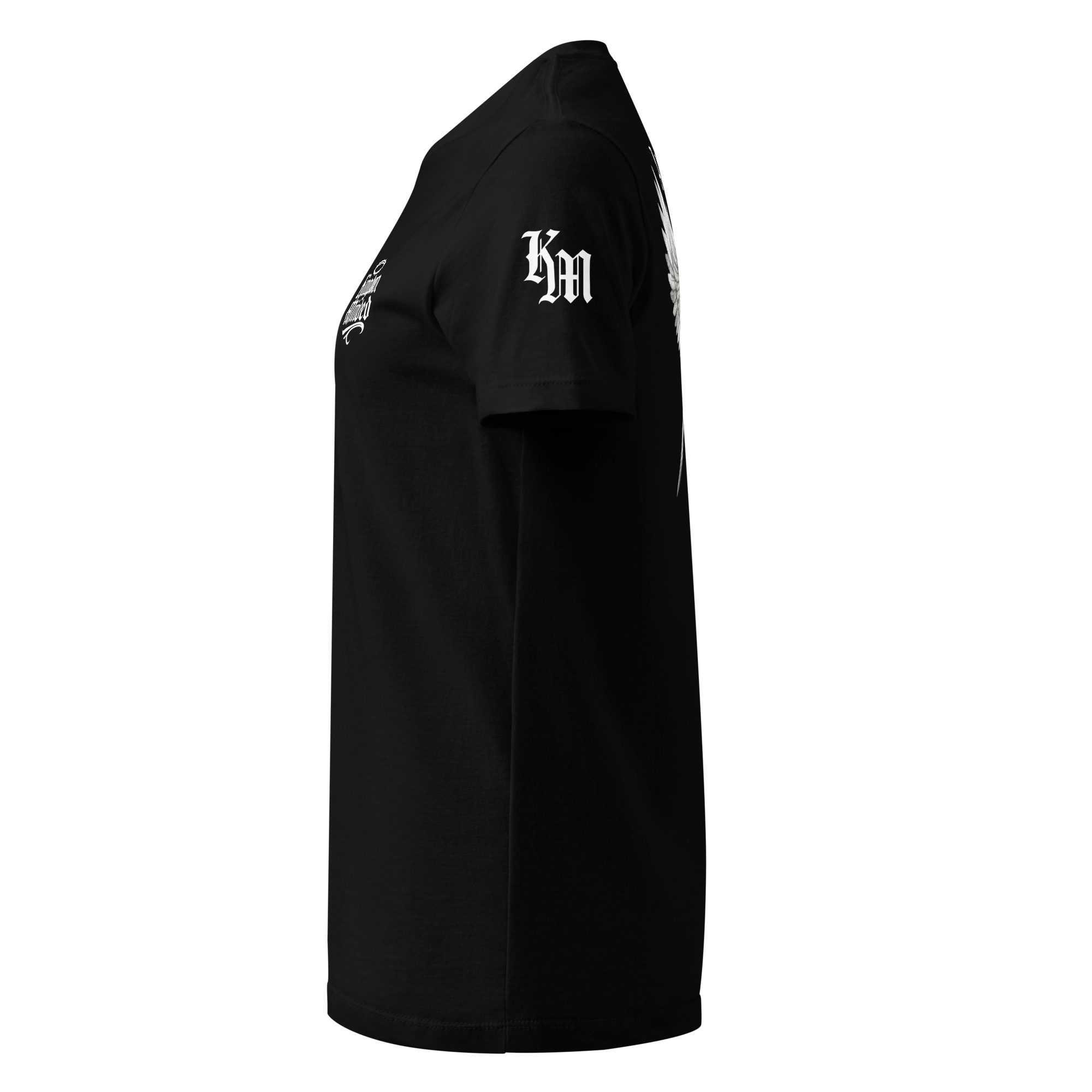 Angels Go Before Me Premium Women's Tee — Black — Left
