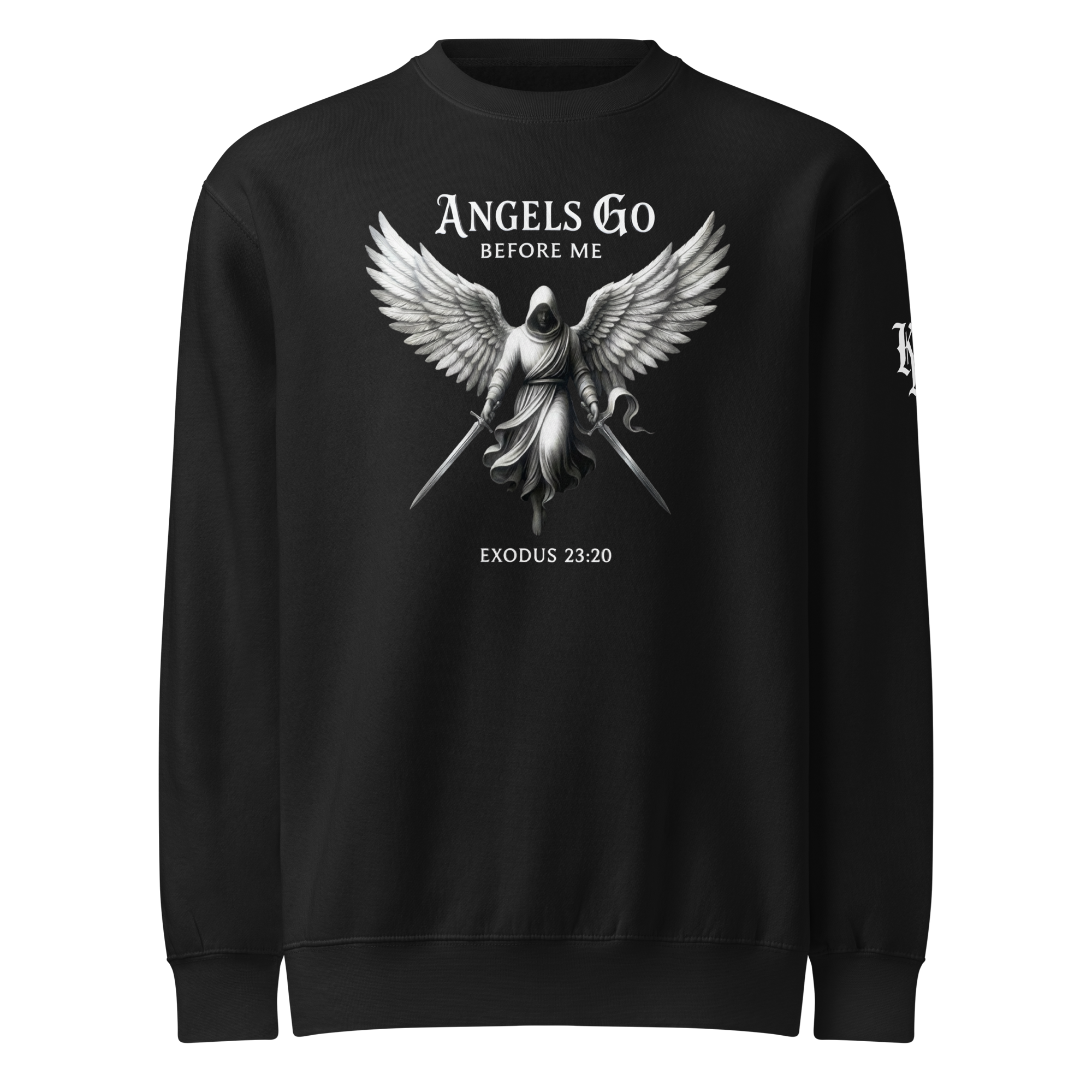 Angels Go Before Me Sweatshirt — black — Front