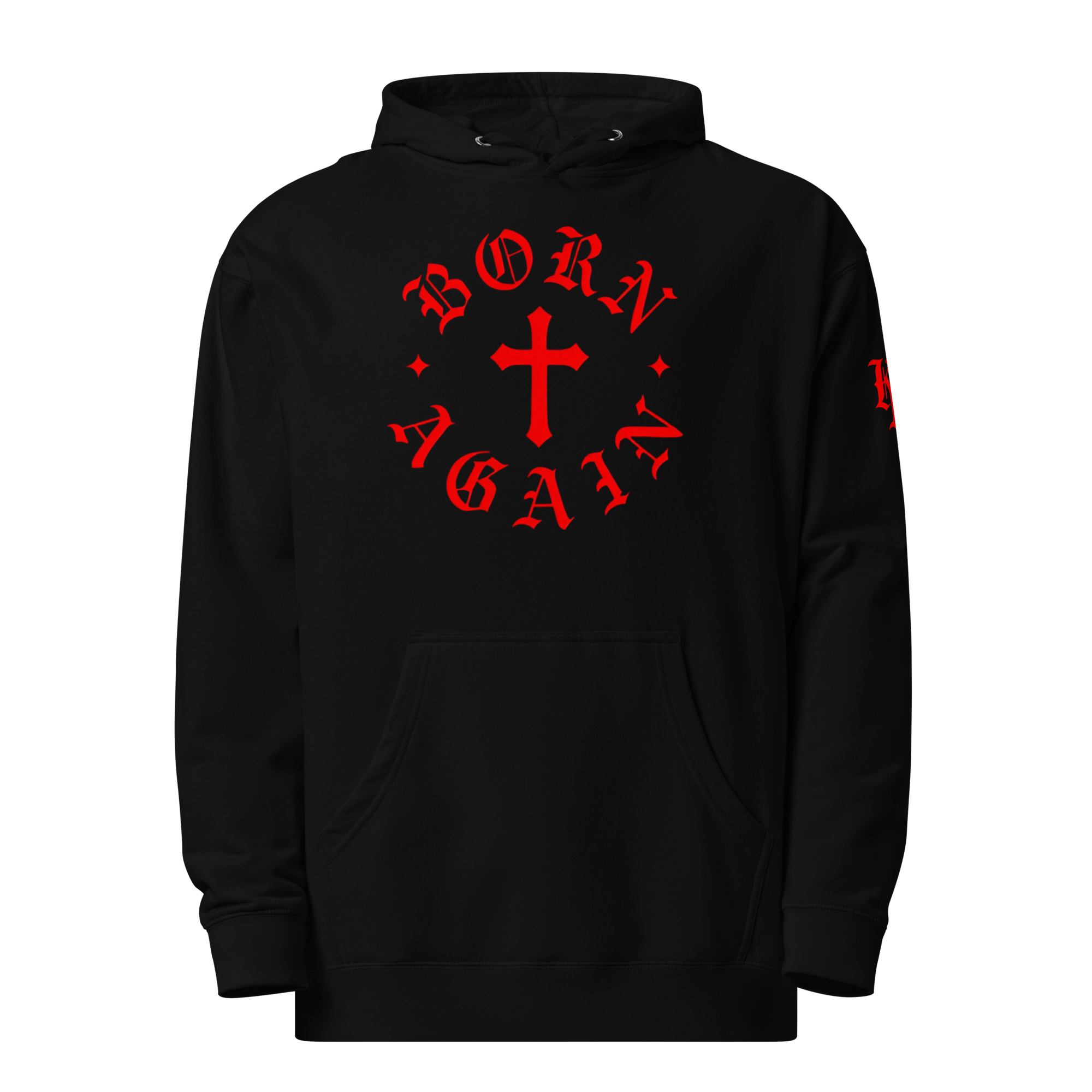 Born Again Standard Pullover Hoodie — Black — Front