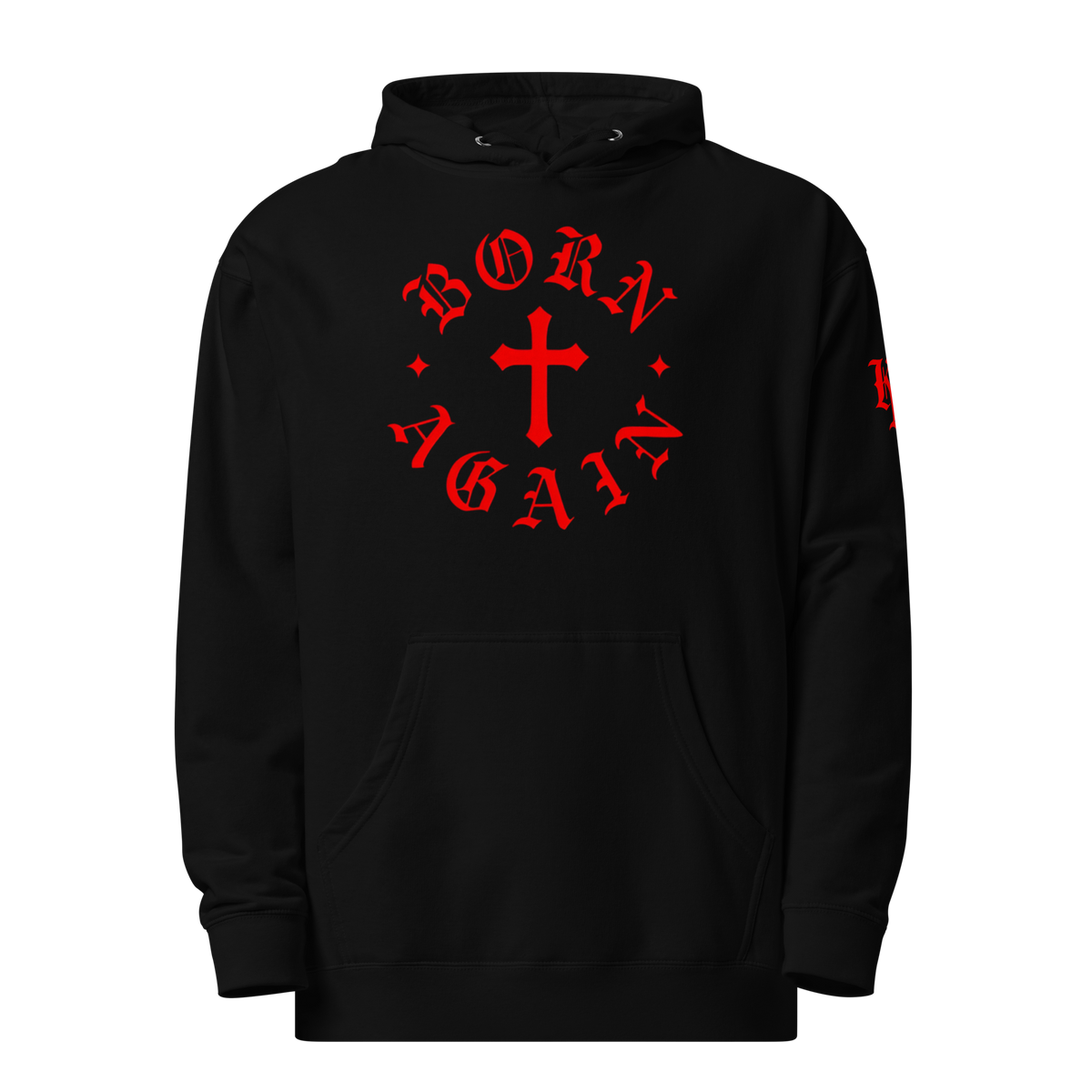 Born Again Standard Pullover Hoodie — Black — Front