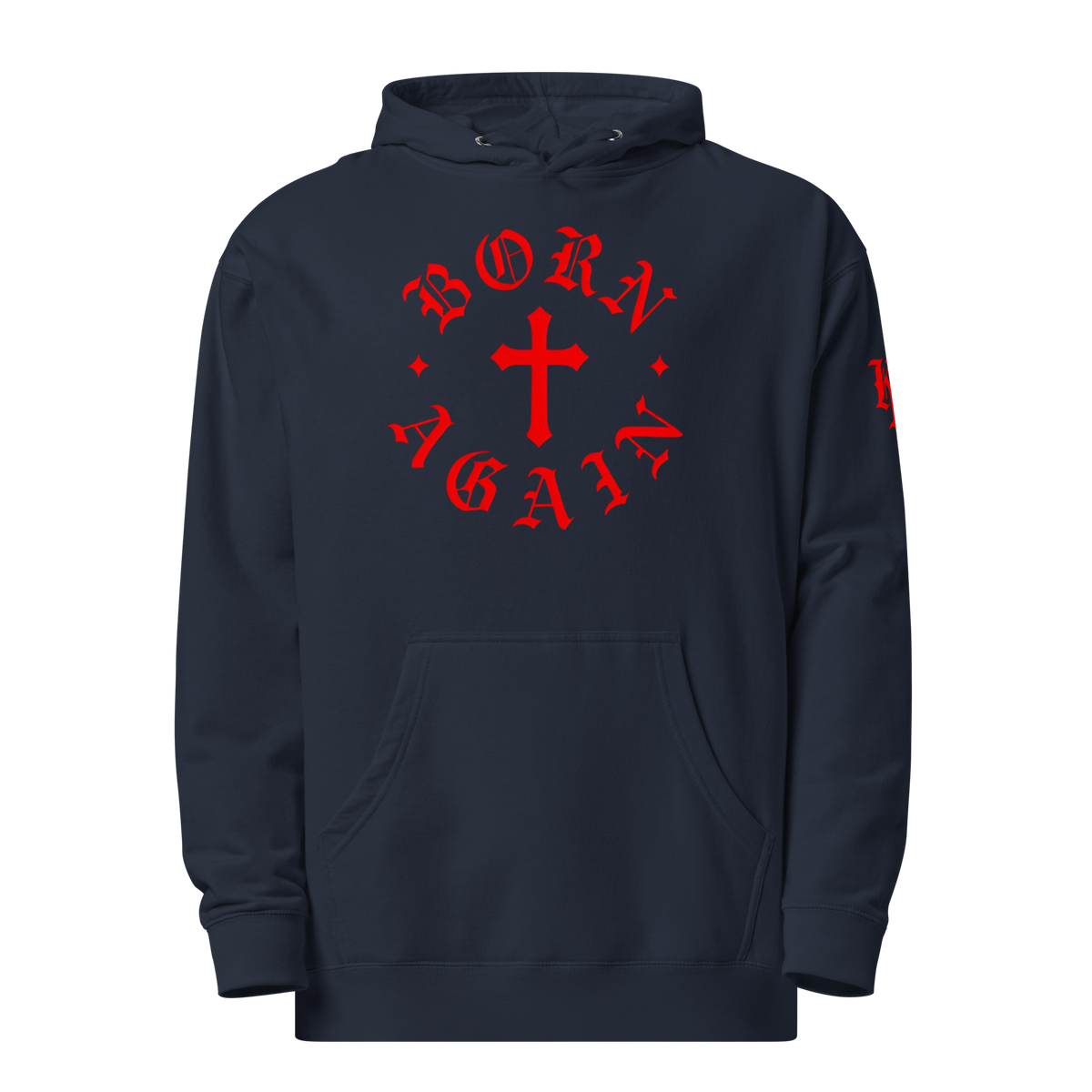Born Again Standard Pullover Hoodie — Classic Navy — Front