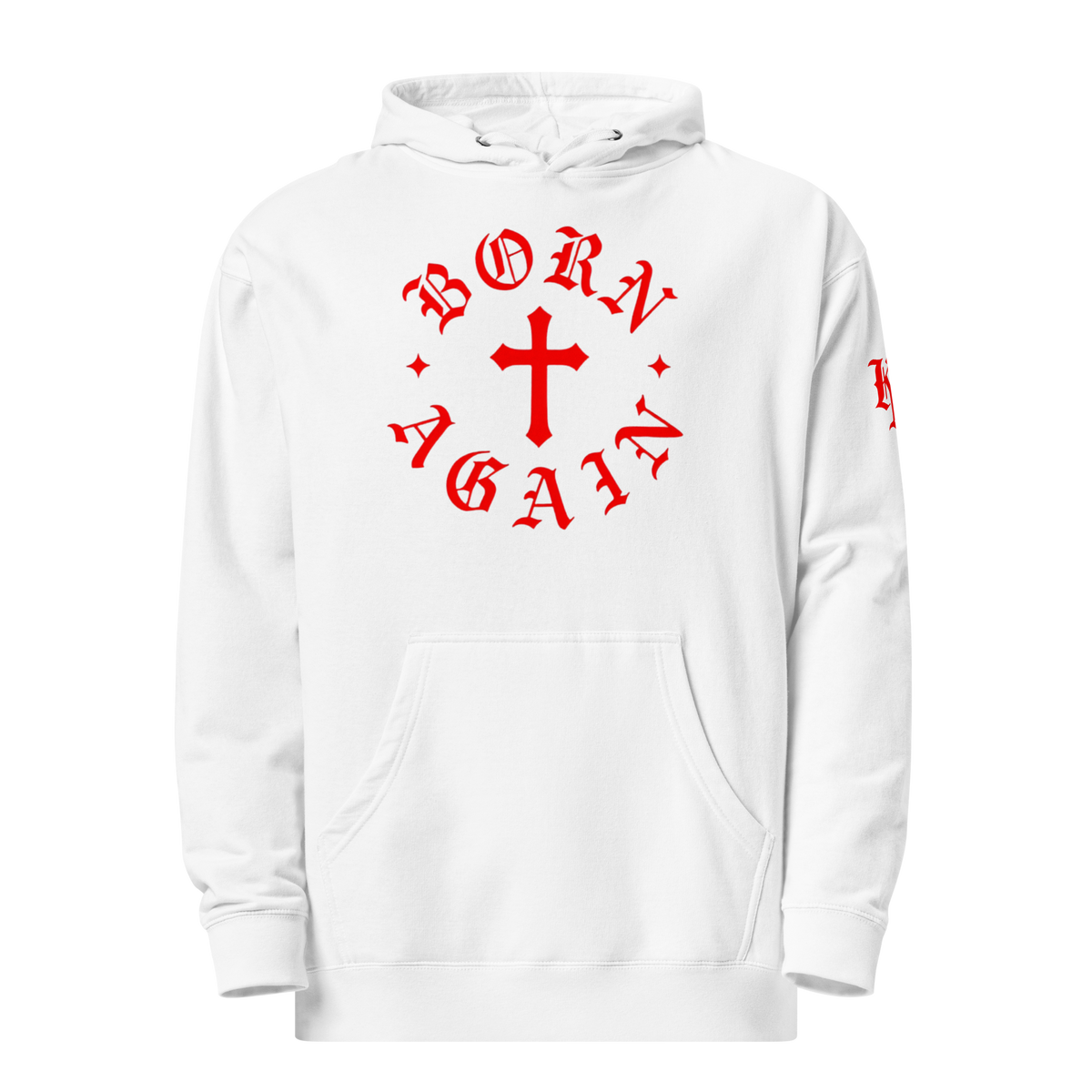 Born Again Standard Pullover Hoodie — White — Front