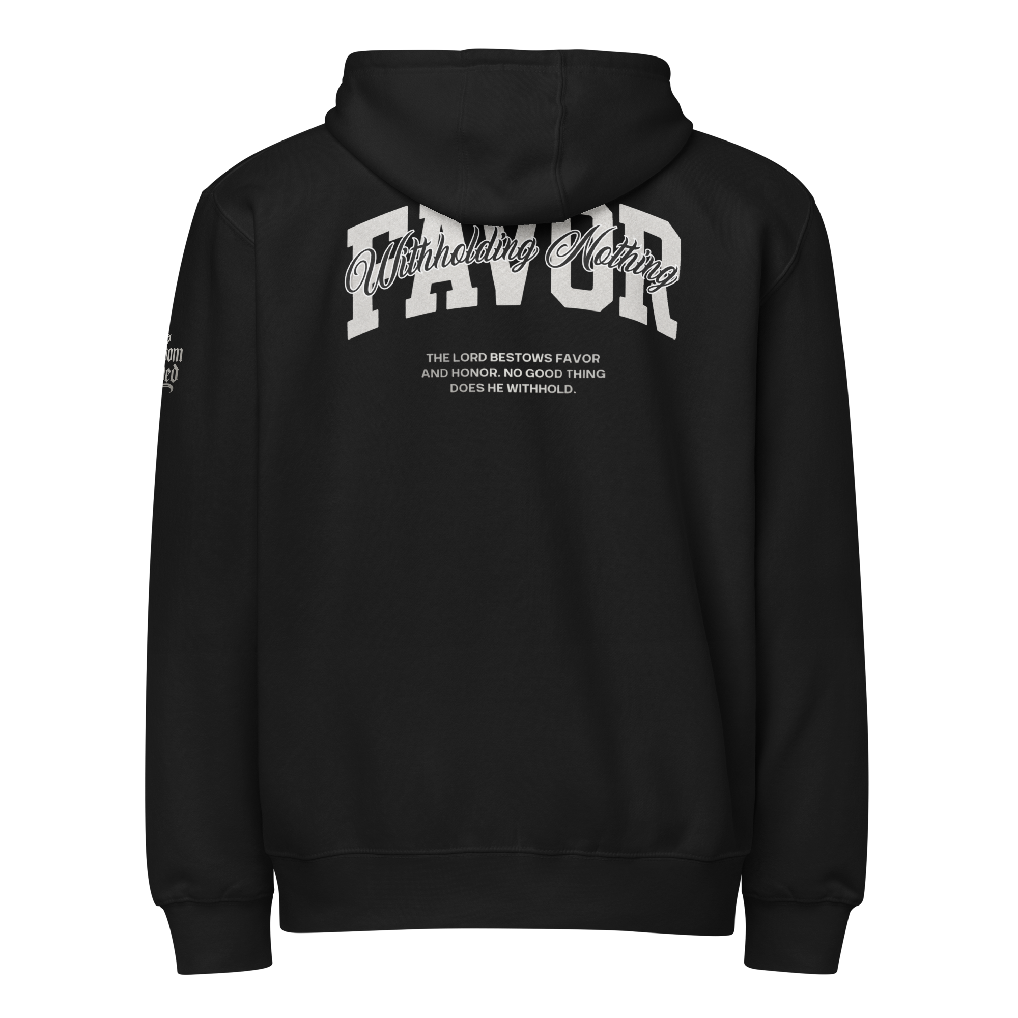 Favor Premium Zip Hoodie — black — Back