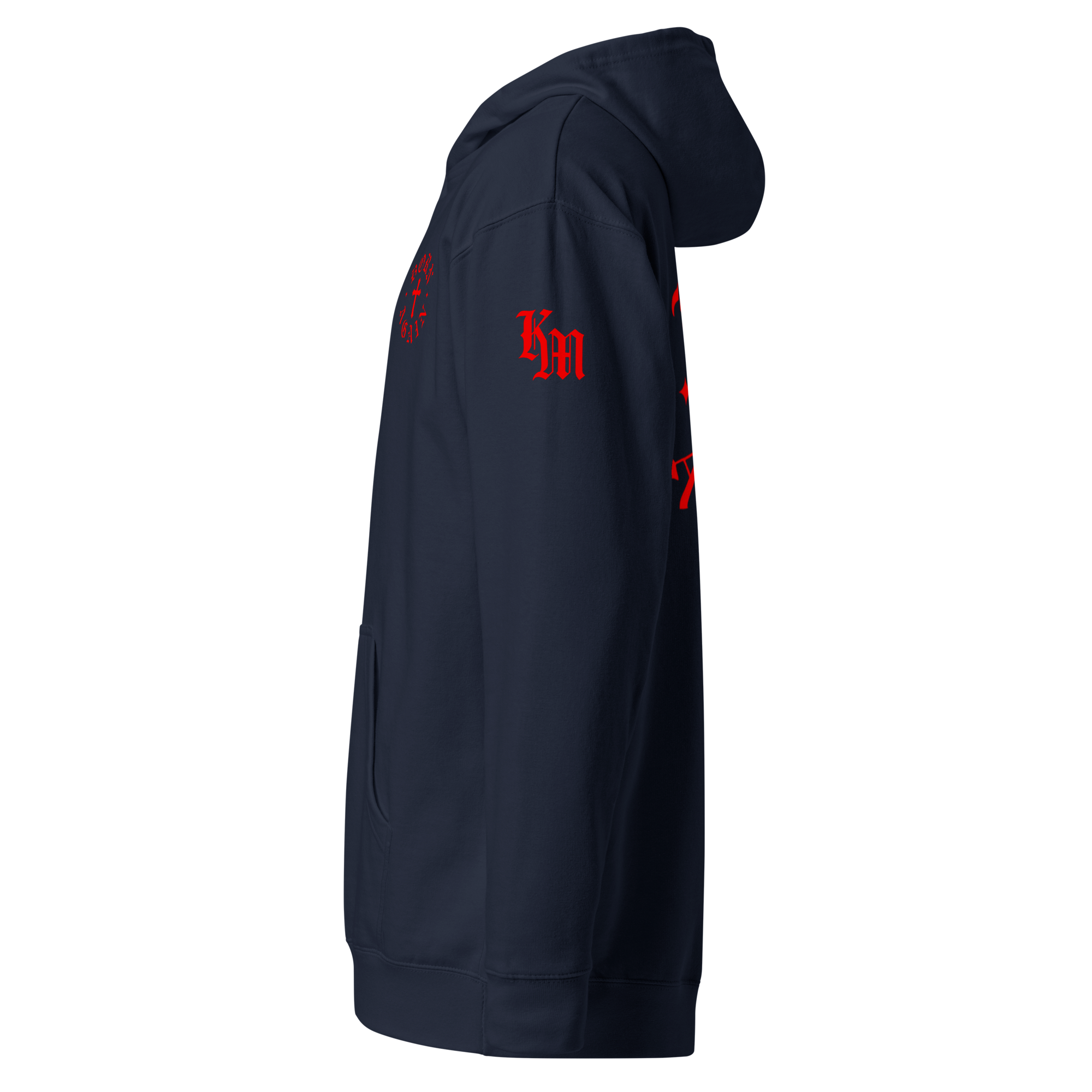 Born Again Premium Design Pullover Hoodie — Classic Navy — Left