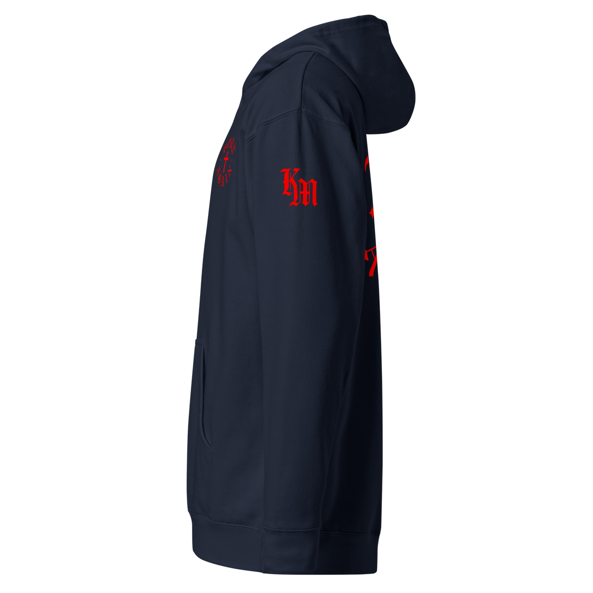 Born Again Premium Design Pullover Hoodie — Classic Navy — Left