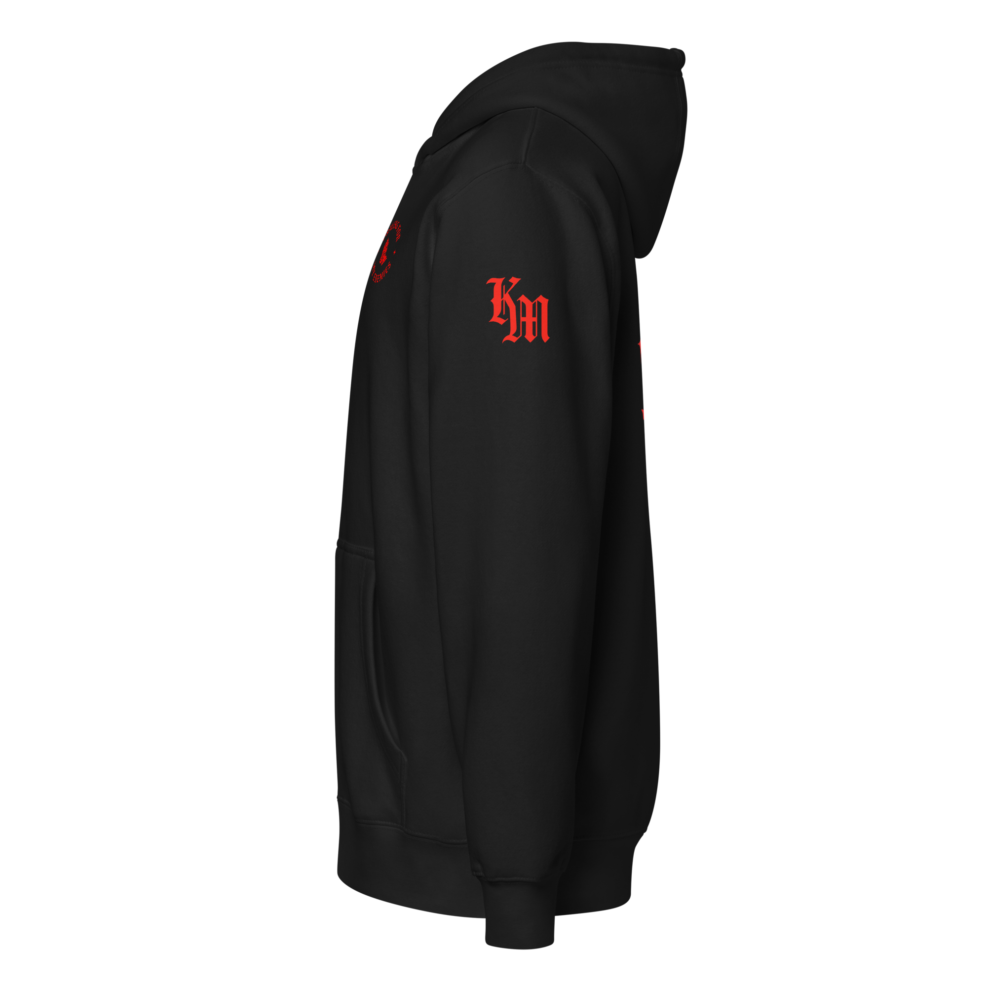 Praying for My Enemies Premium Zip Hoodie — black — Left