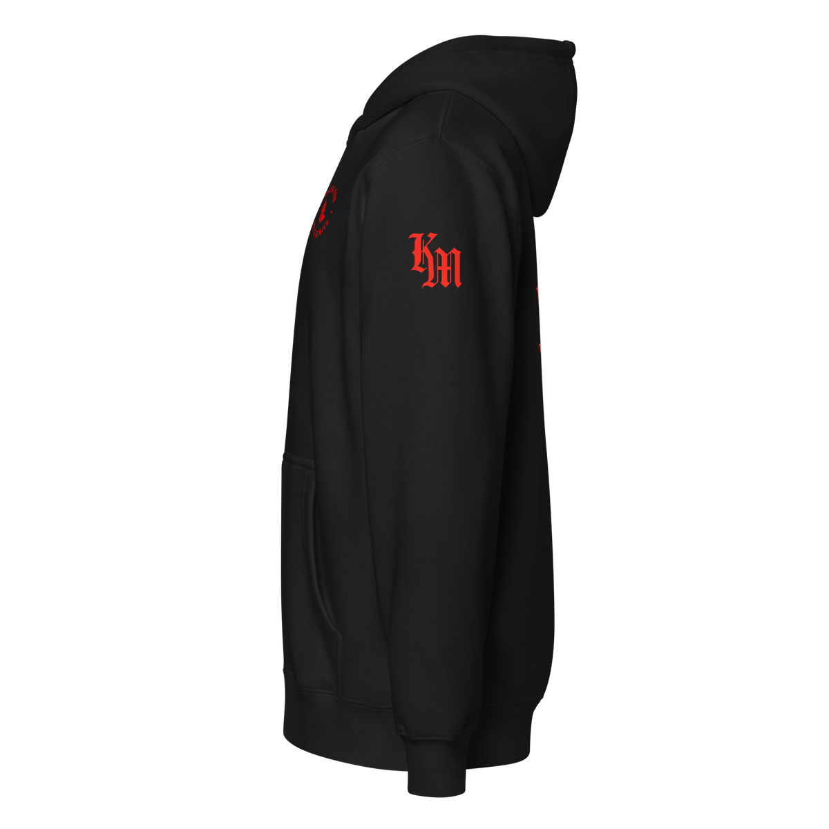 Praying for My Enemies Premium Zip Hoodie — black — Left