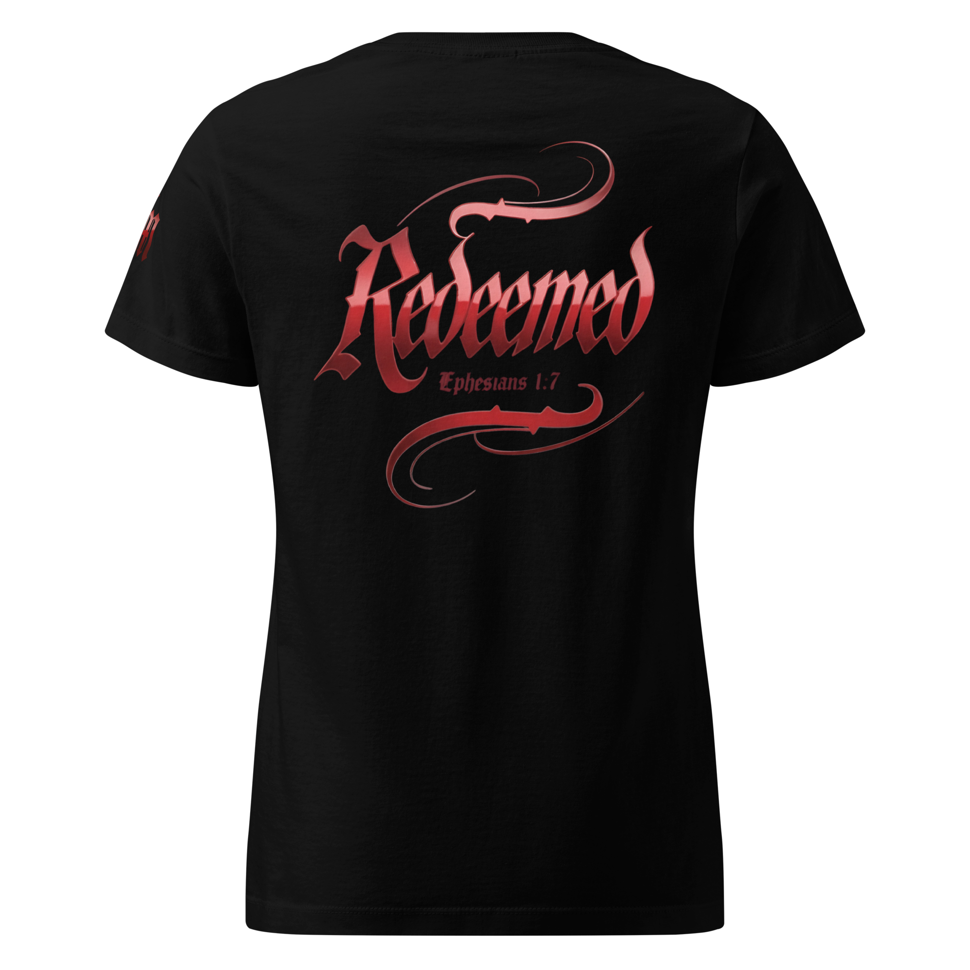 Redeemed Premium Women's Tee — Black — Back