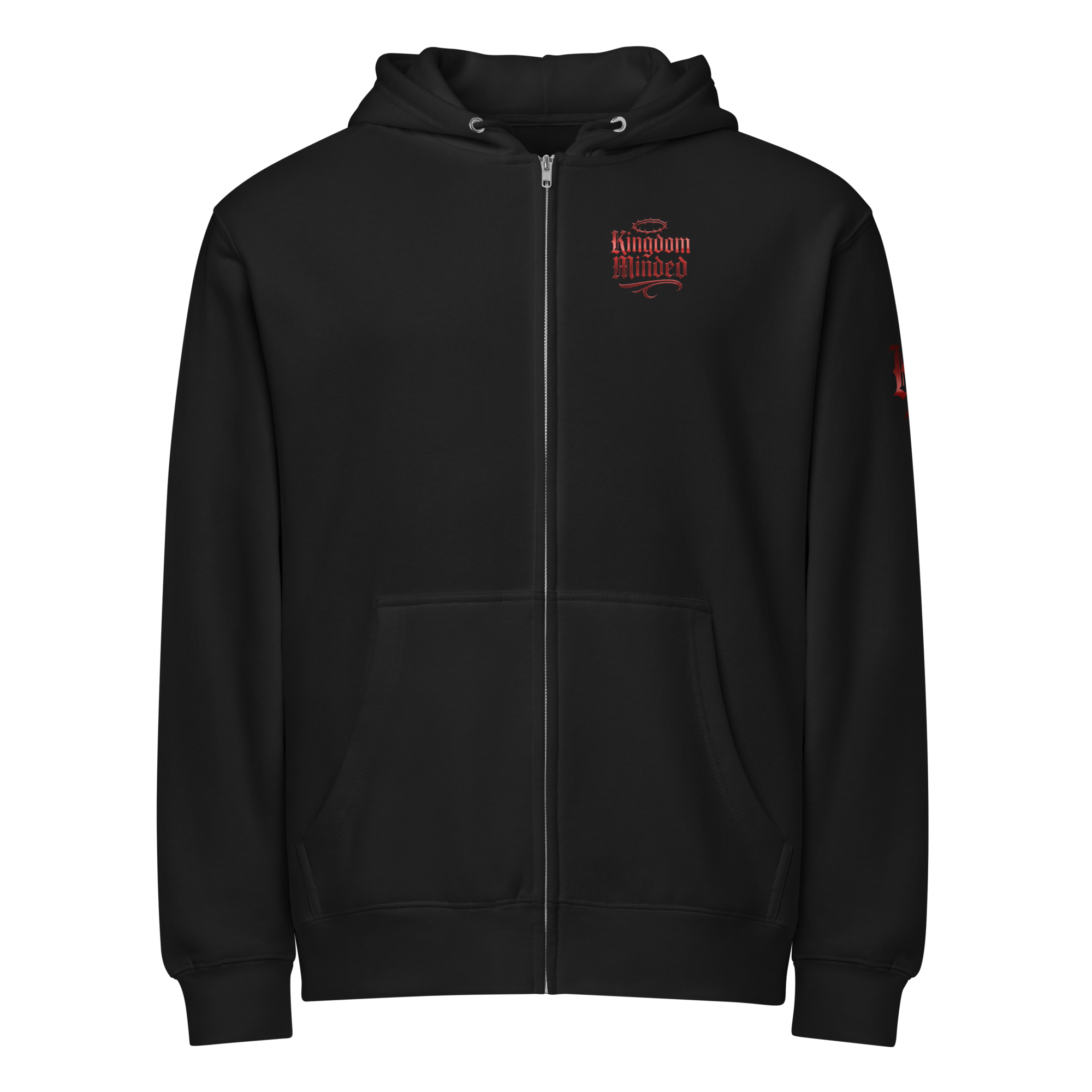 Redeemed Premium Zip Hoodie — black — Front