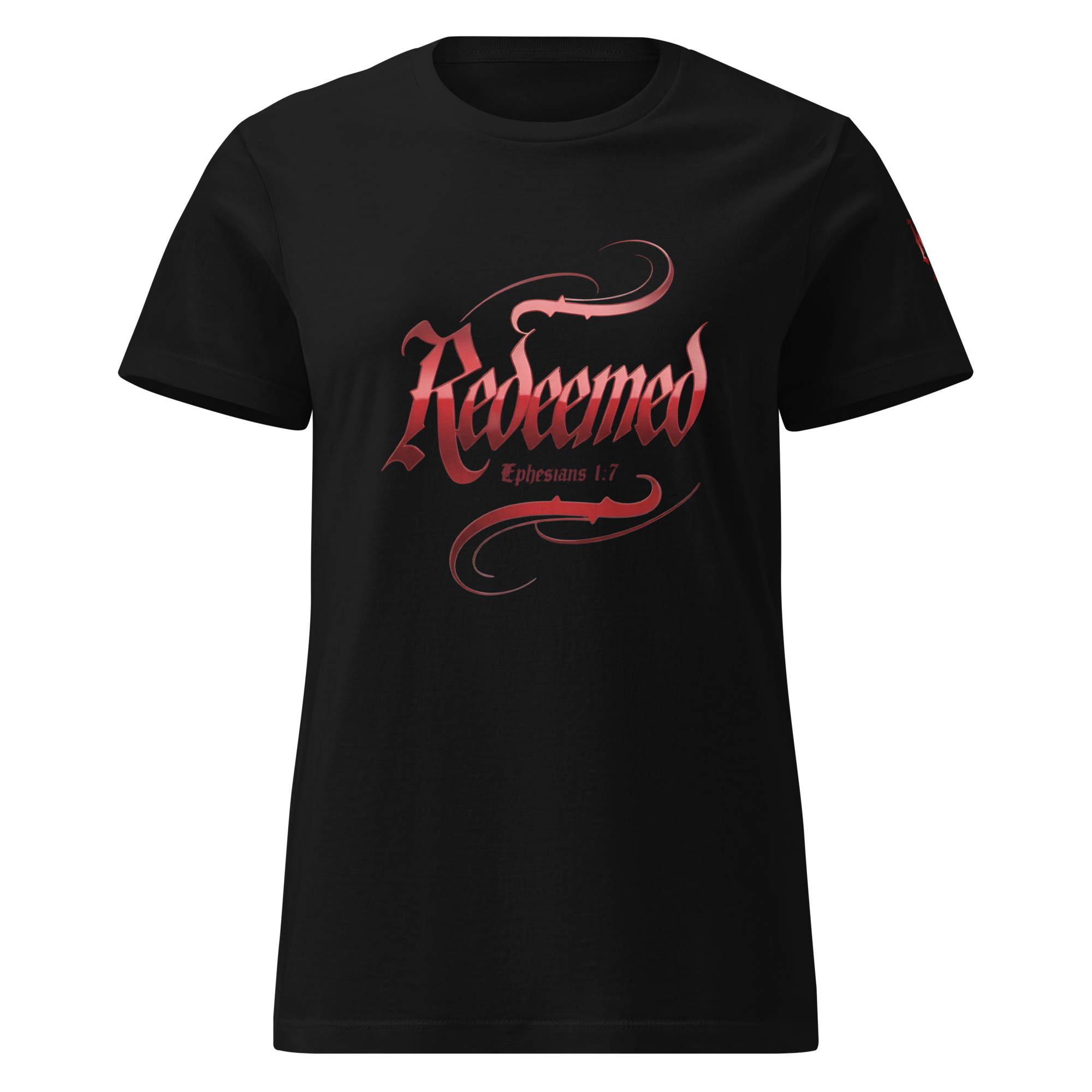 Redeemed Women's Tee — Black — Front