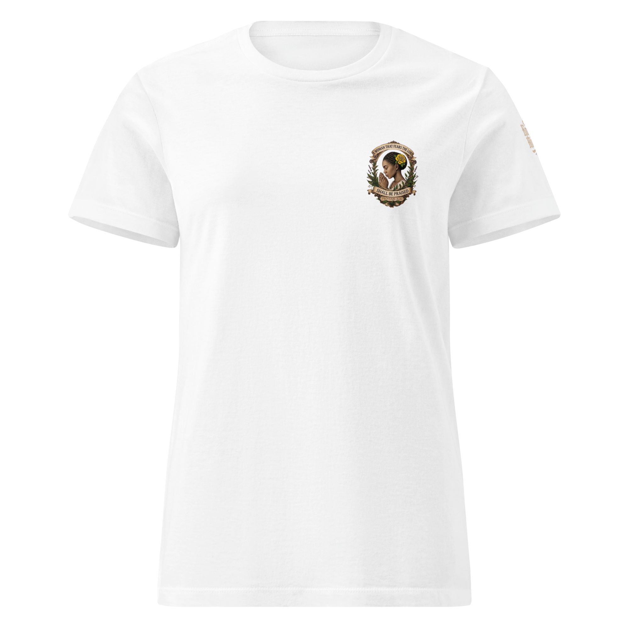 Shall Be Praised Premium Women's Tee — White — Front