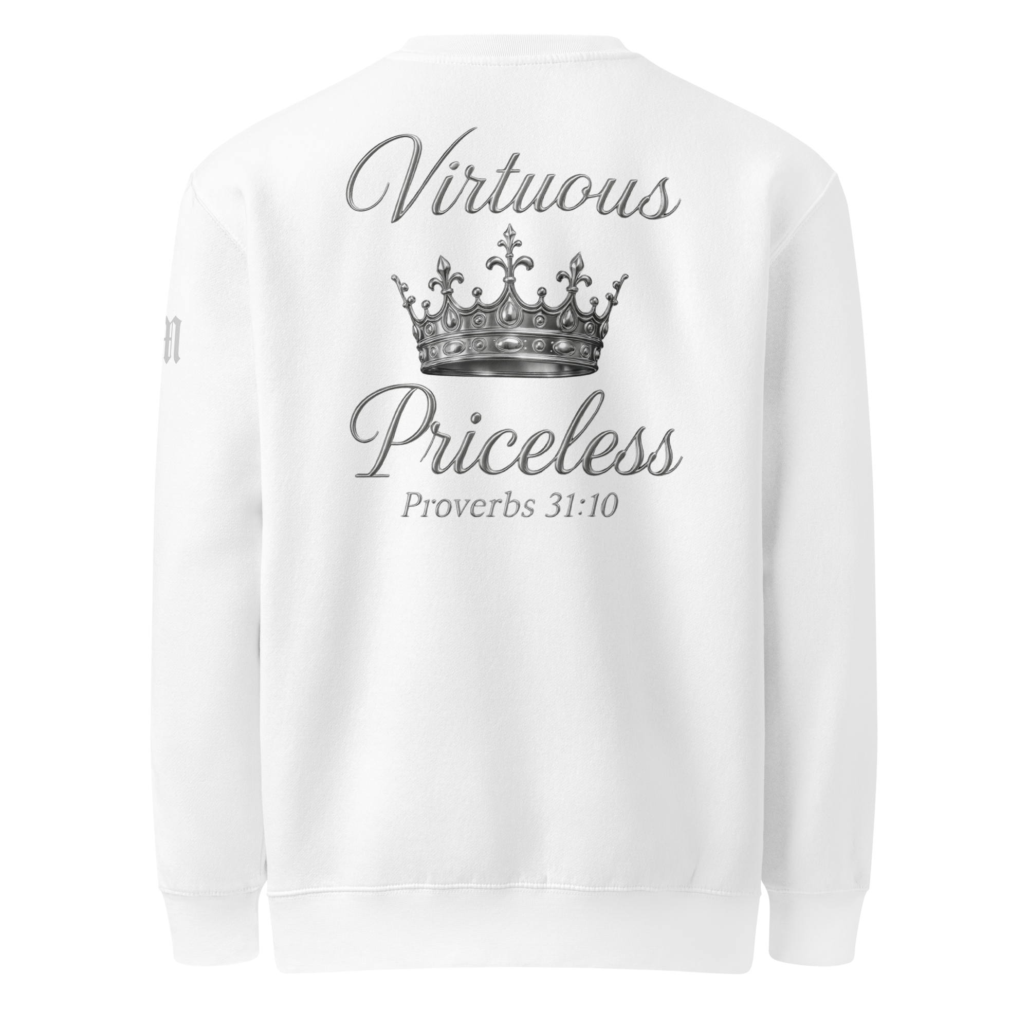 Virtuous Woman Premium Sweatshirt — white — Back