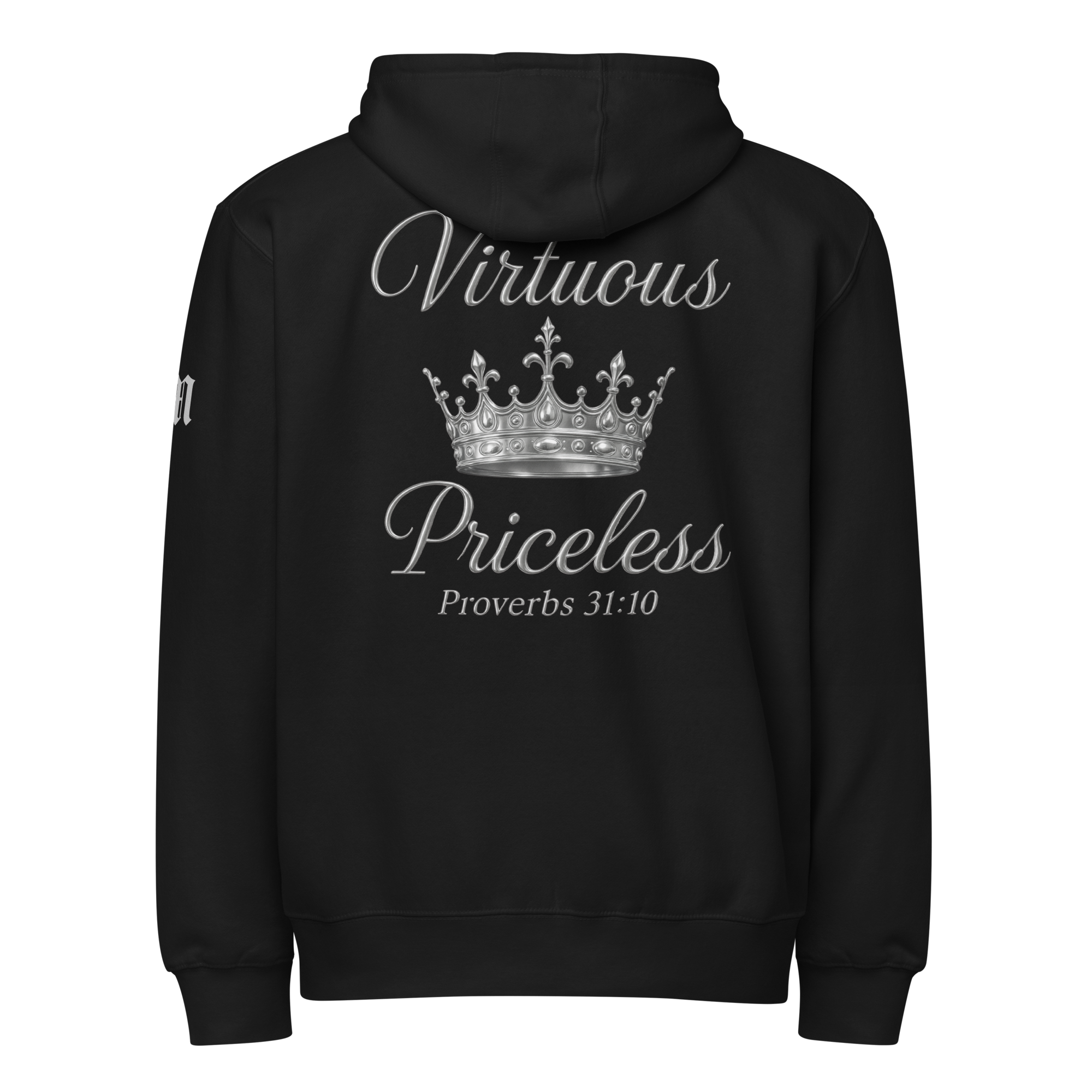 Virtuous Woman Premium Zip Hoodie — black — Back