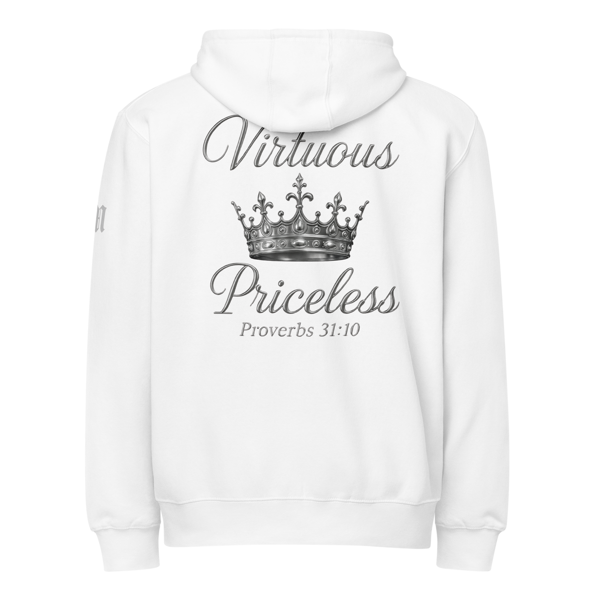 Virtuous Woman Premium Zip Hoodie — white — Back