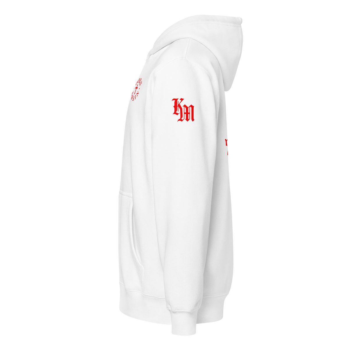 Born Again Premium Design Zip Hoodie — White — Left
