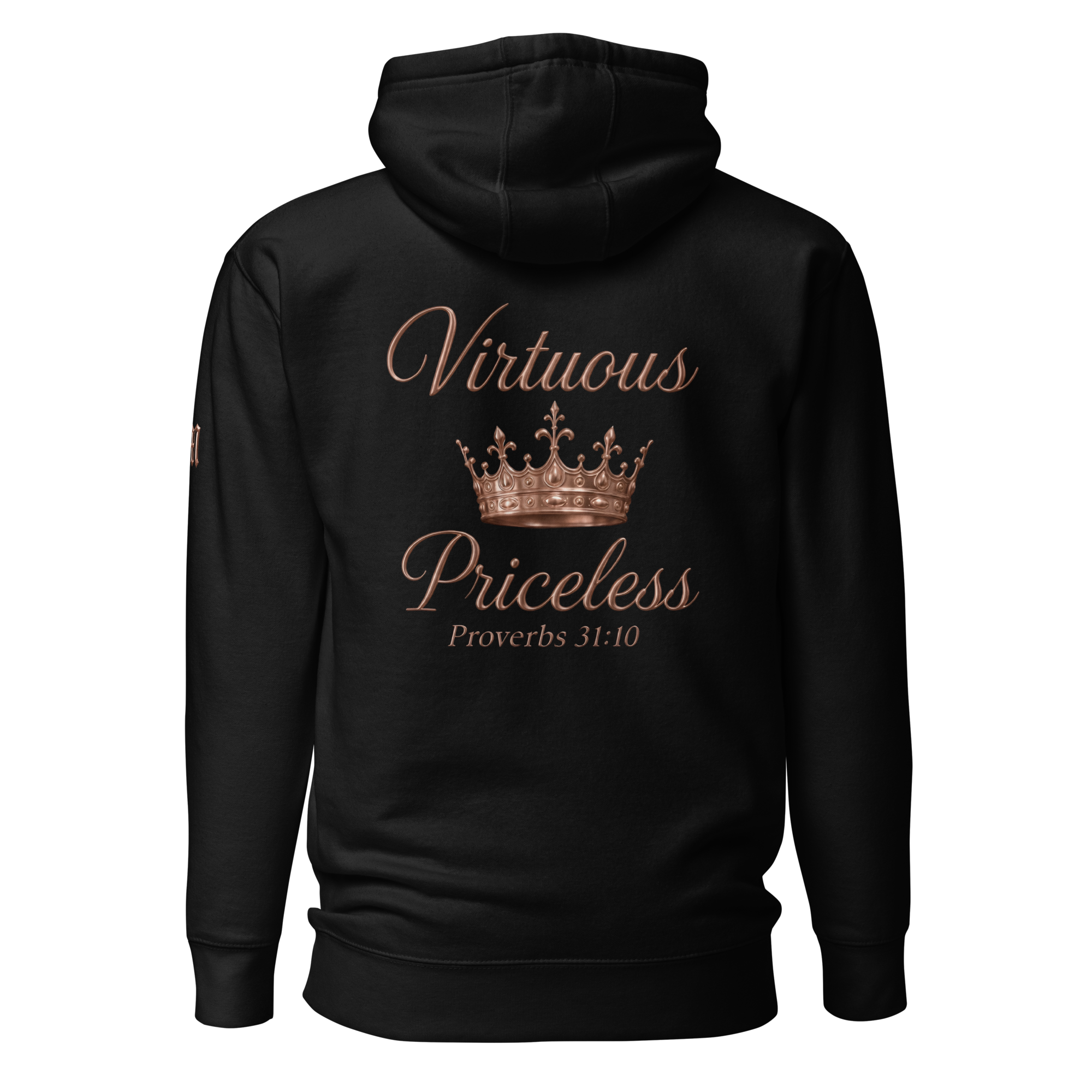 Virtuous Woman Premium Pullover Hoodie — black — Back