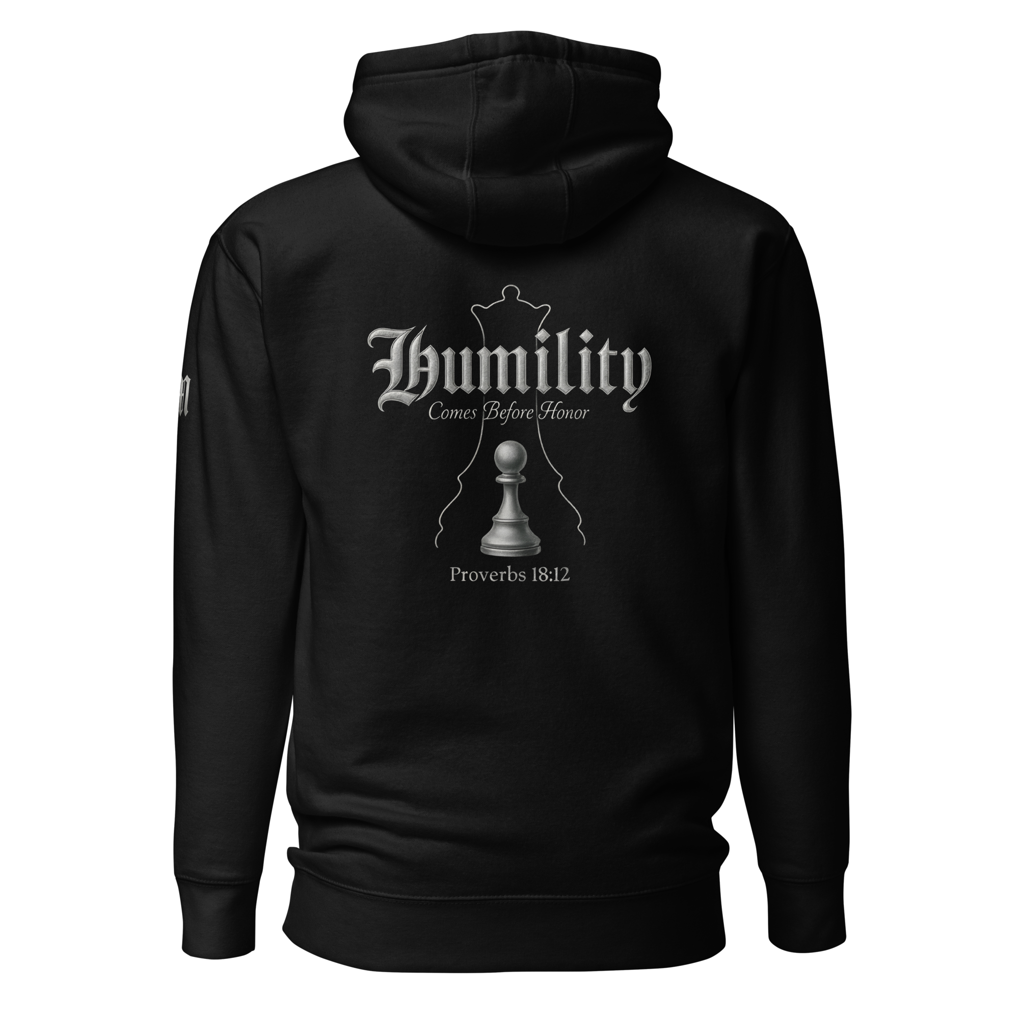 Humility Premium Pullover Hoodie — black — Back