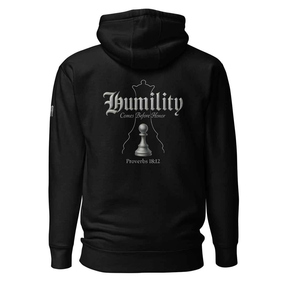 Humility Premium Pullover Hoodie — black — Back