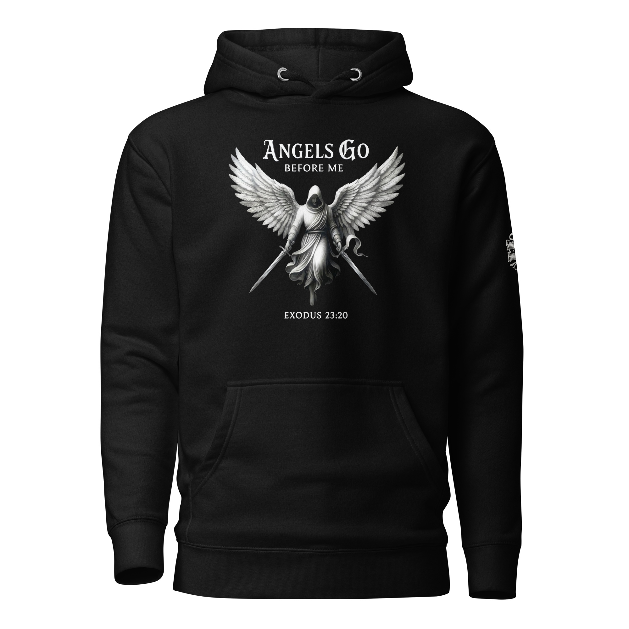 Angels Go Before Me Pullover Hoodie — black — Front