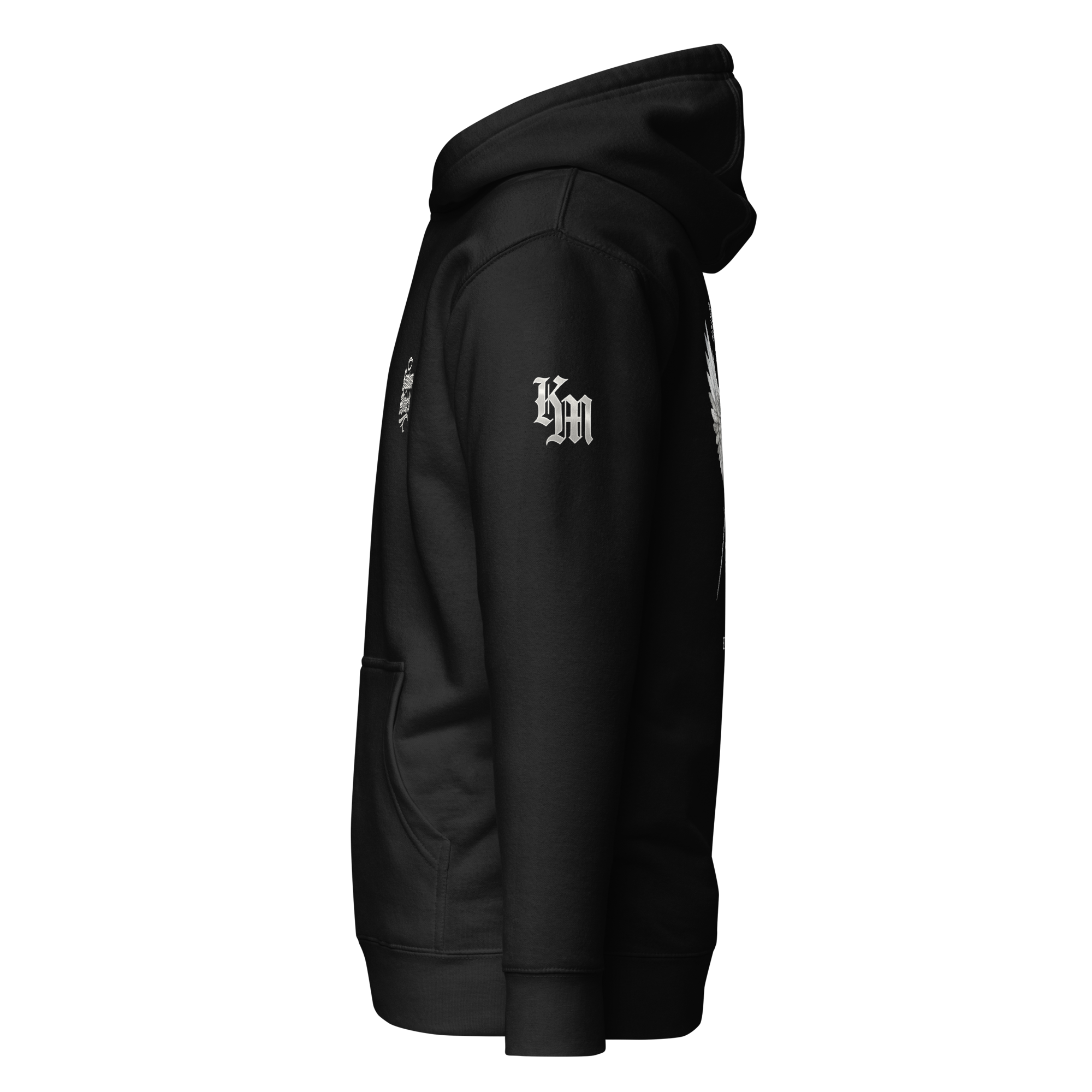 Angels Go Before Me Premium Pullover Hoodie — black — Left