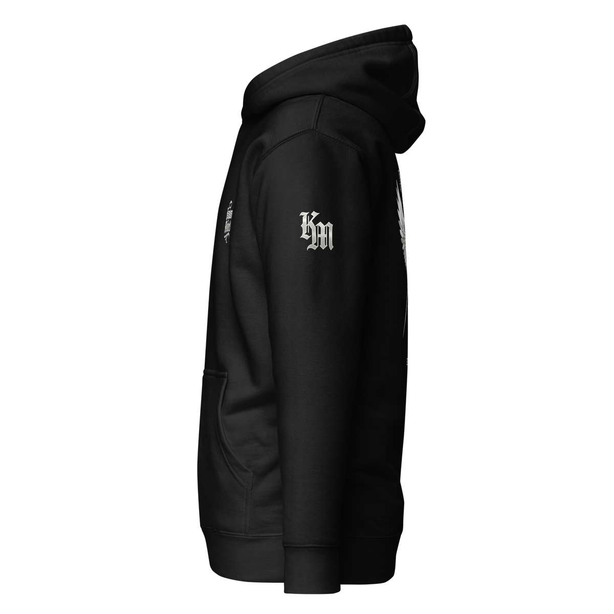 Angels Go Before Me Premium Pullover Hoodie — black — Left