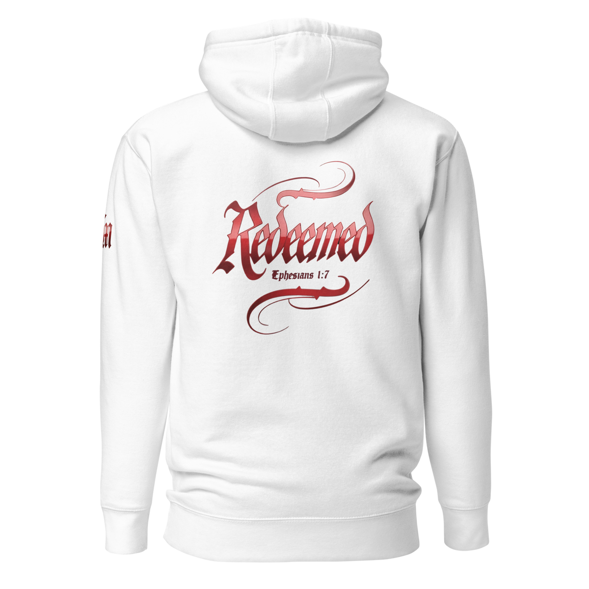 Redeemed Premium Pullover Hoodie — White — Back