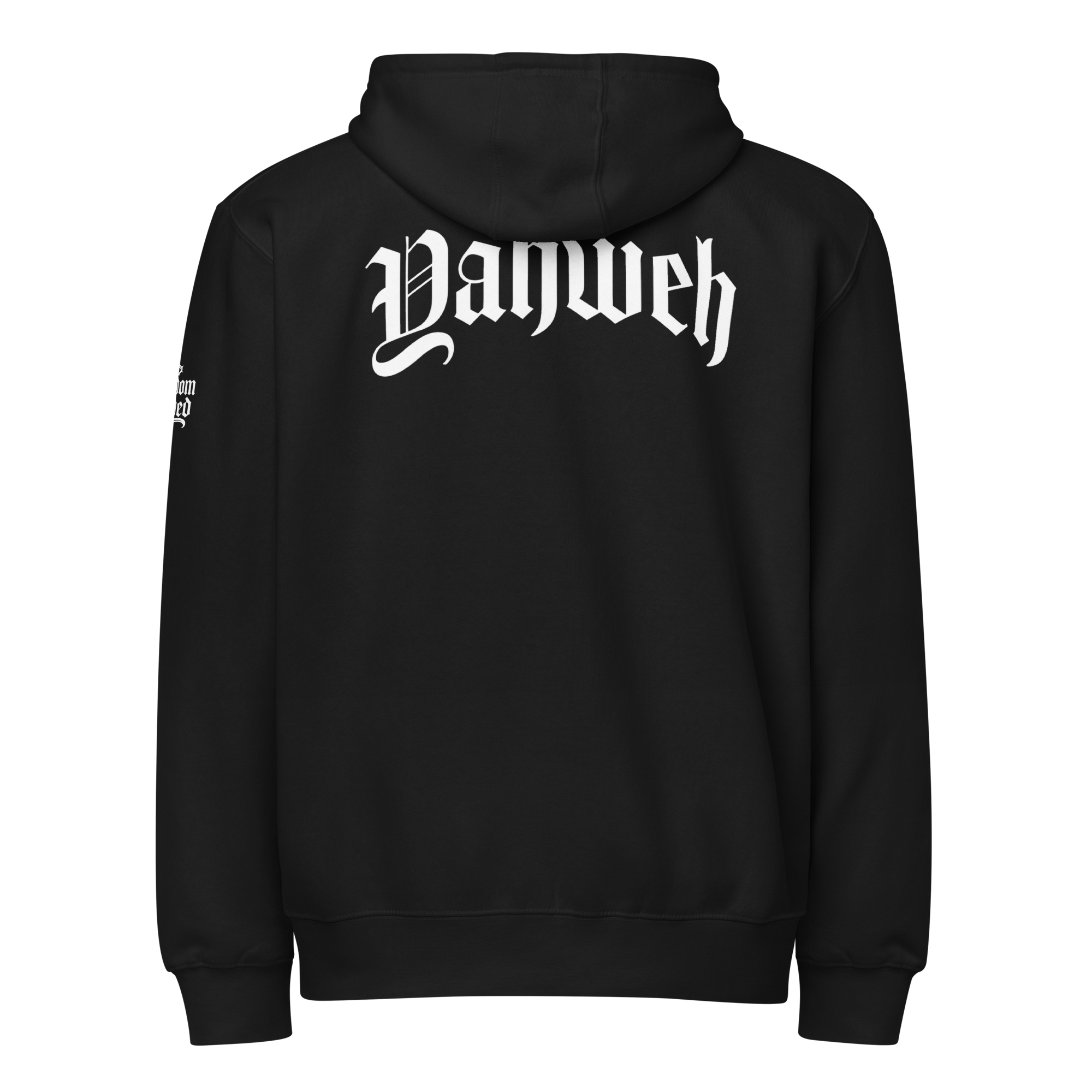 Yahweh Premium Zip Hoodie — Black — Back