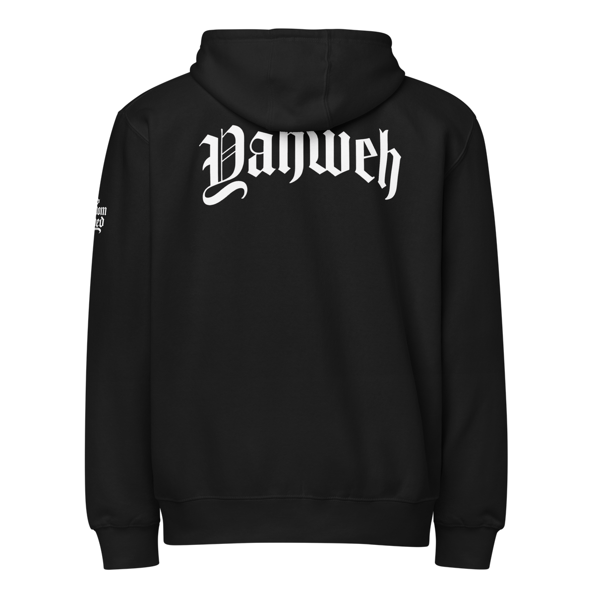 Yahweh Premium Zip Hoodie — Black — Back