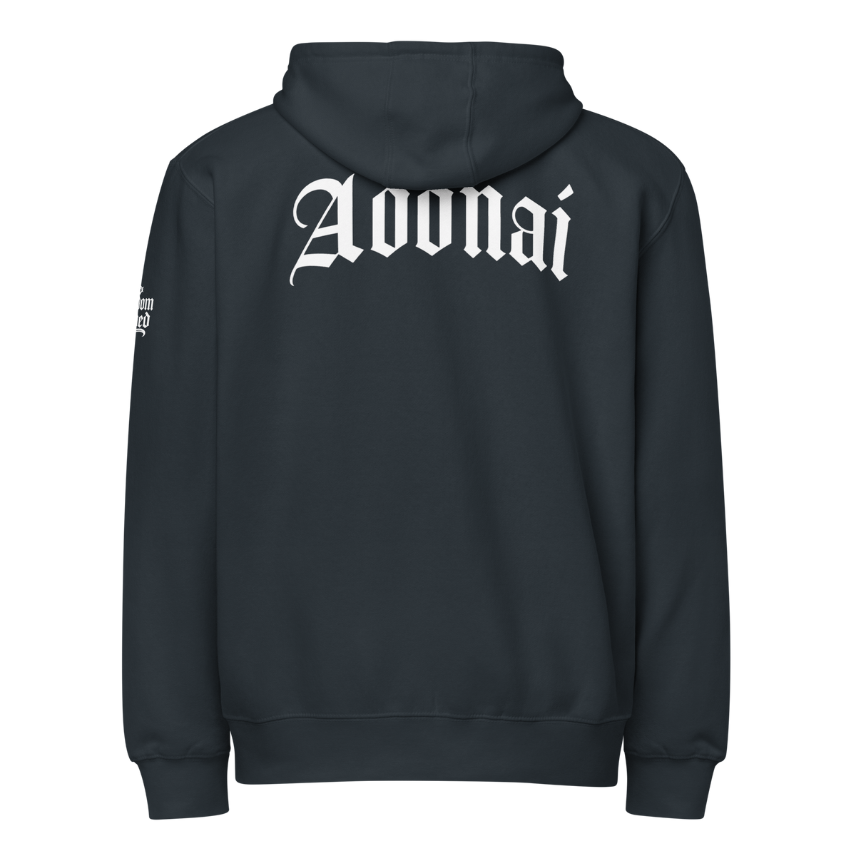 Adonai Premium Zip Hoodie — Navy — Back
