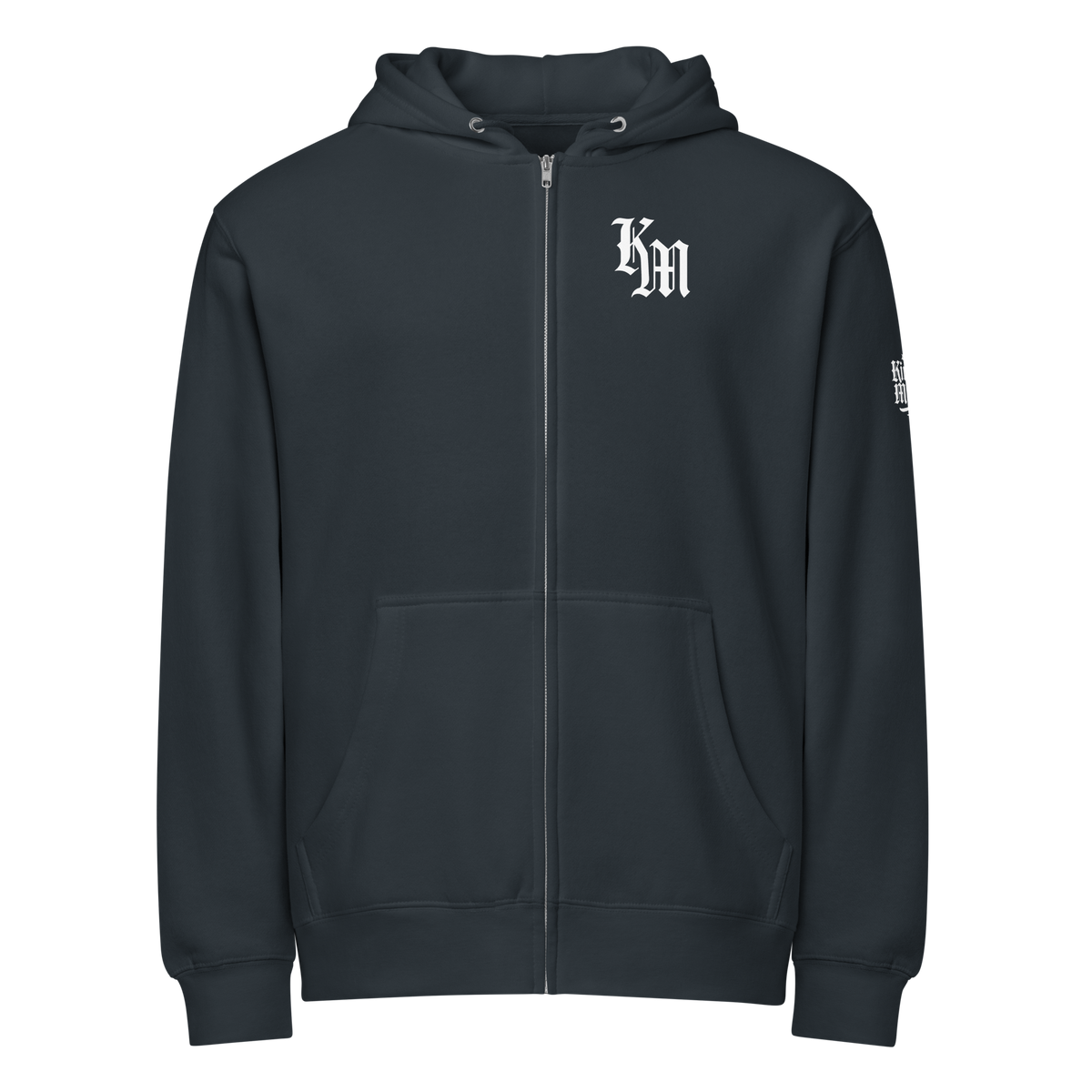 Yahweh Premium Zip Hoodie — Navy — Front