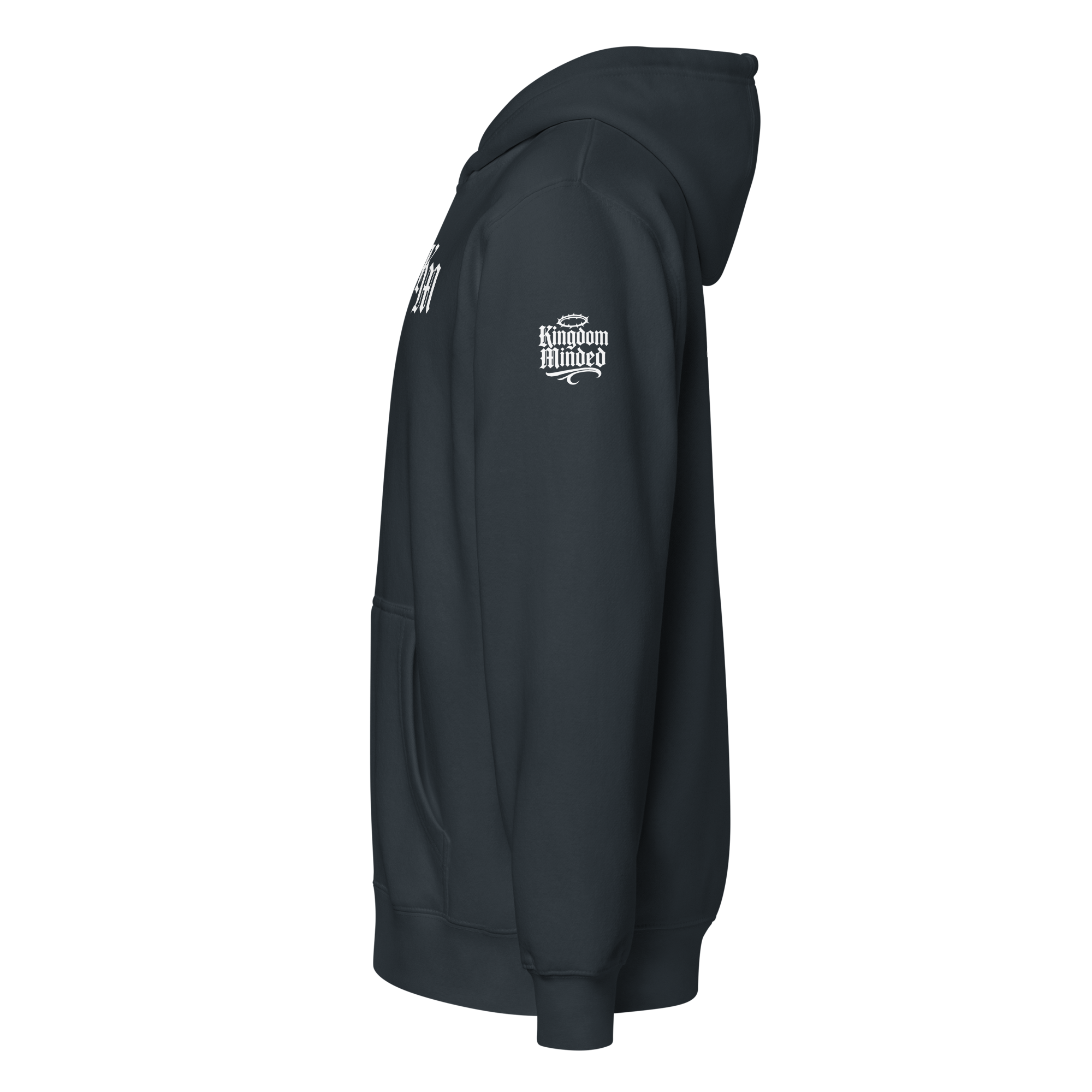 Adonai Premium Zip Hoodie — Navy — Left