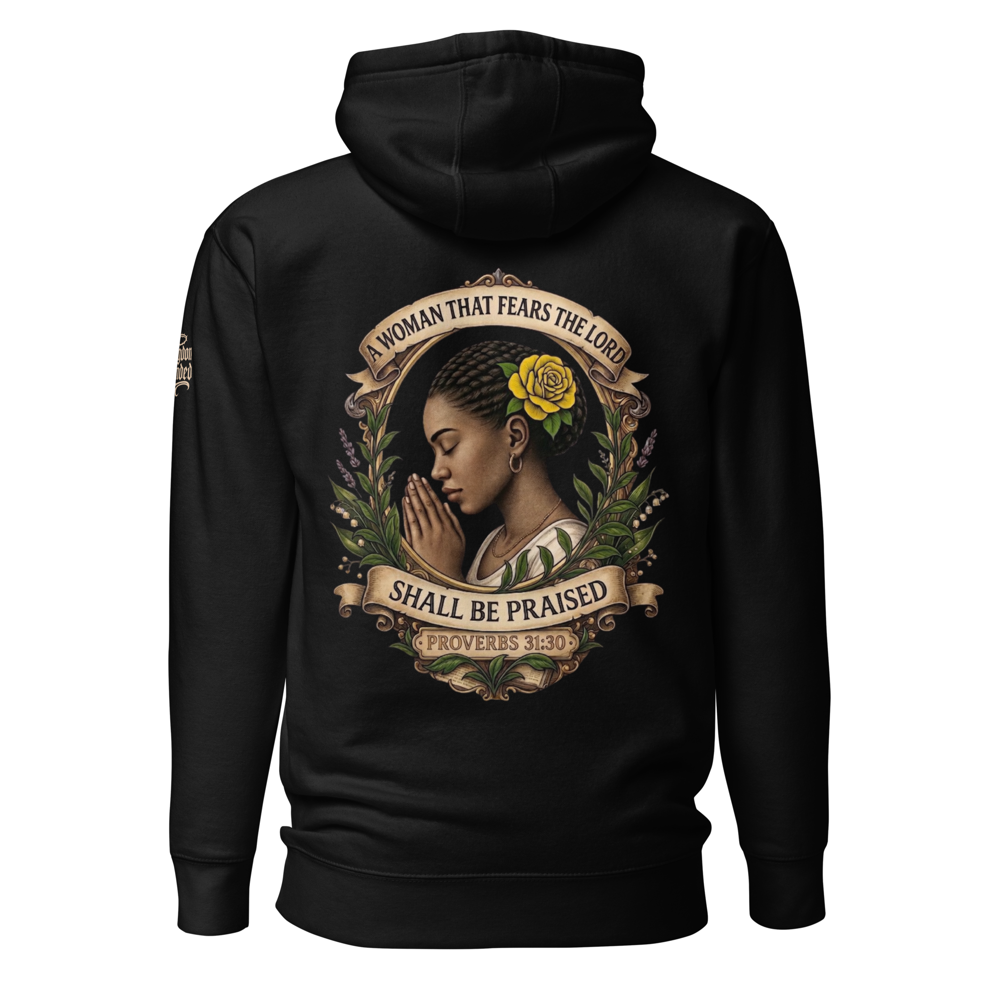 Shall Be Praised Premium Pullover Hoodie — black — Back