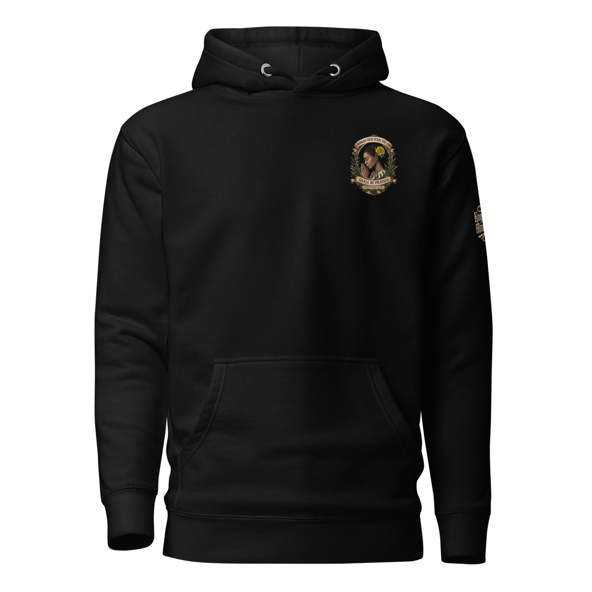 Shall Be Praised Premium Pullover Hoodie — black — Front