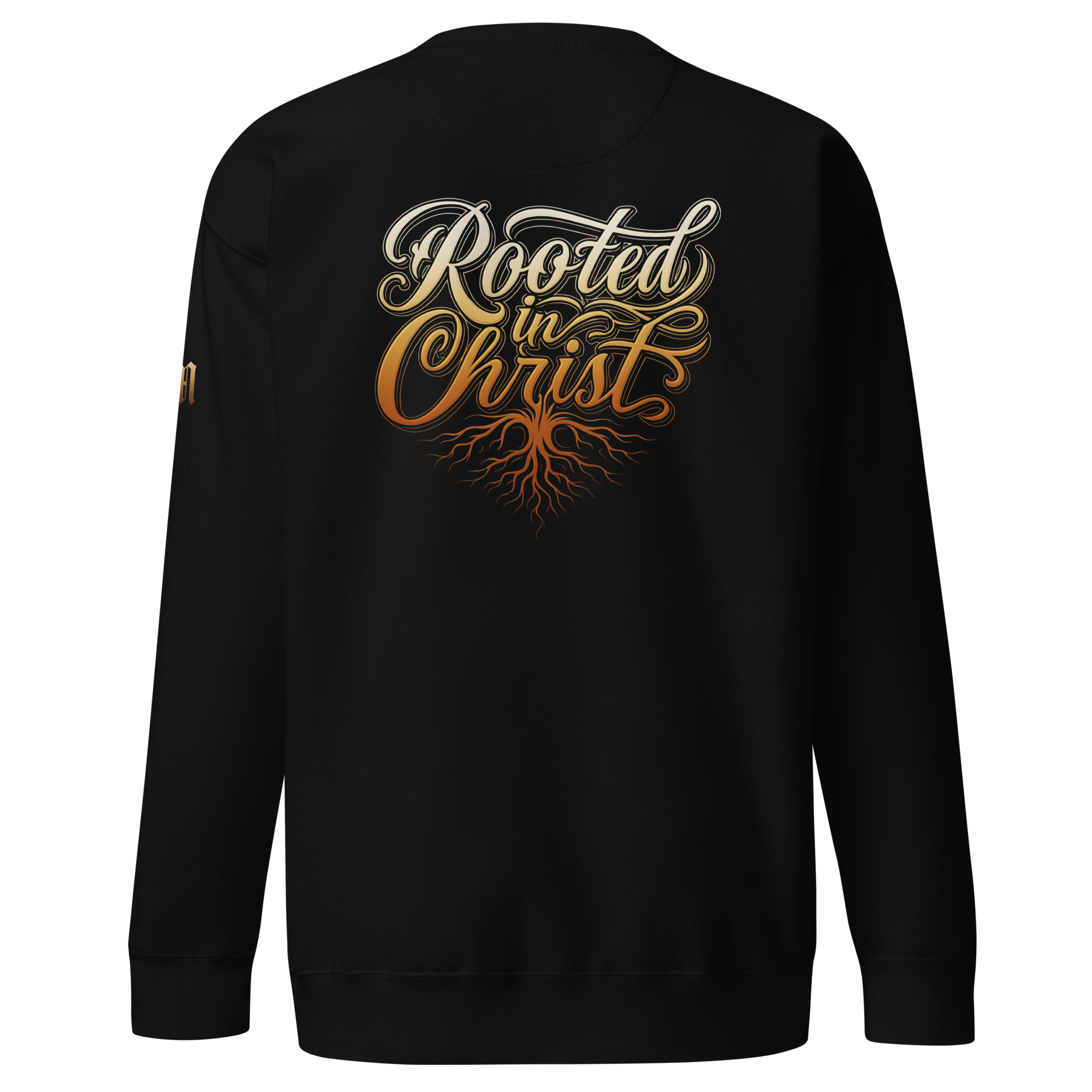 Rooted in Christ Premium Sweatshirt — black — Back