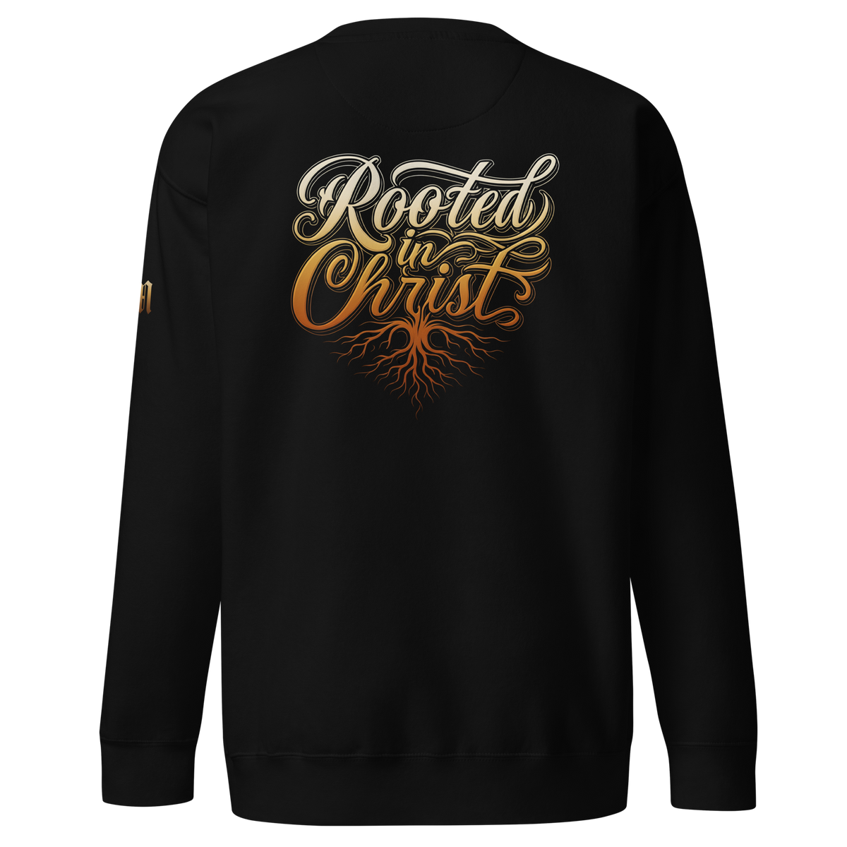 Rooted in Christ Premium Sweatshirt — black — Back