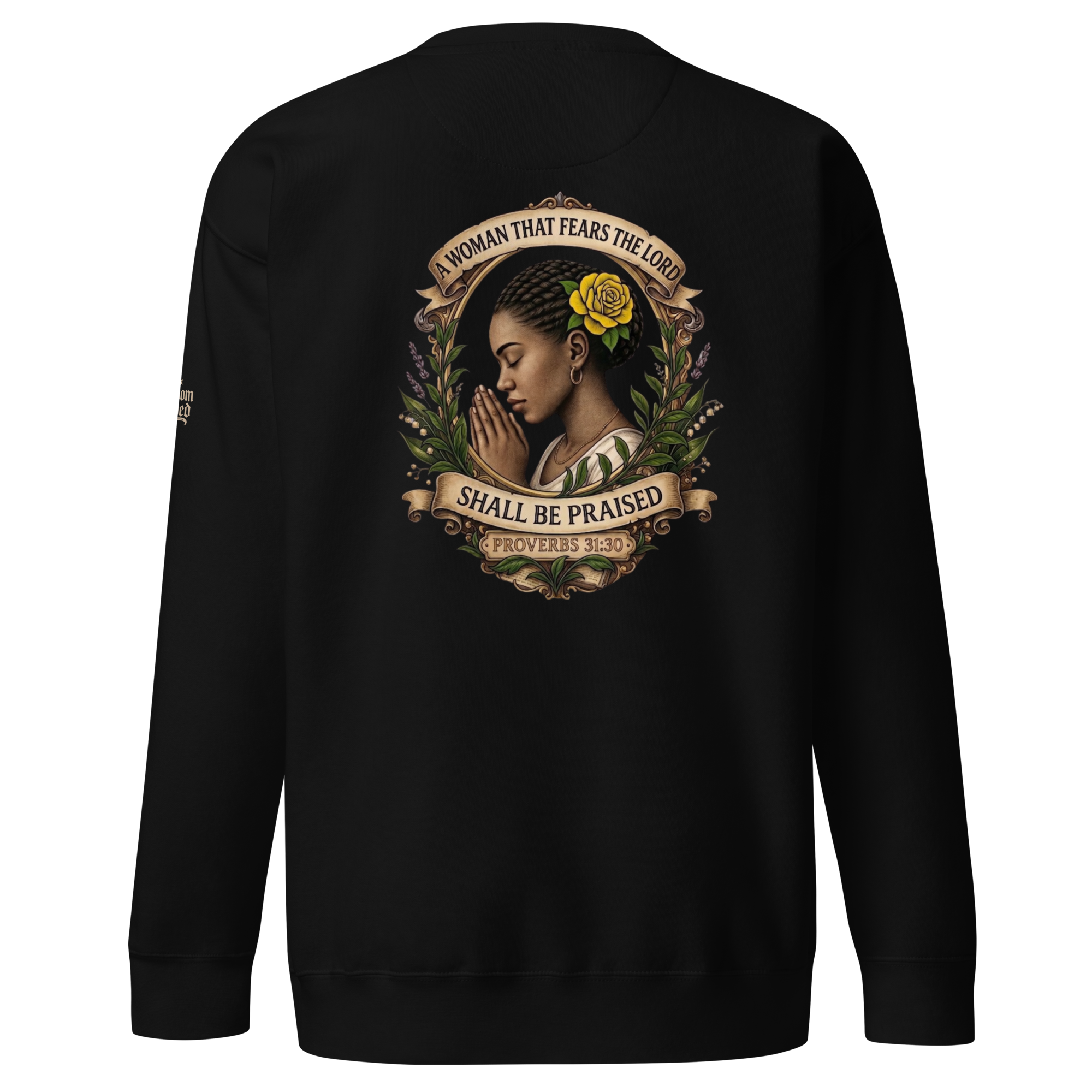 Shall Be Praised Premium Sweatshirt — black — Back