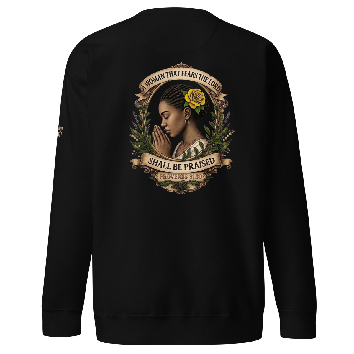 Shall Be Praised Premium Sweatshirt — black — Back