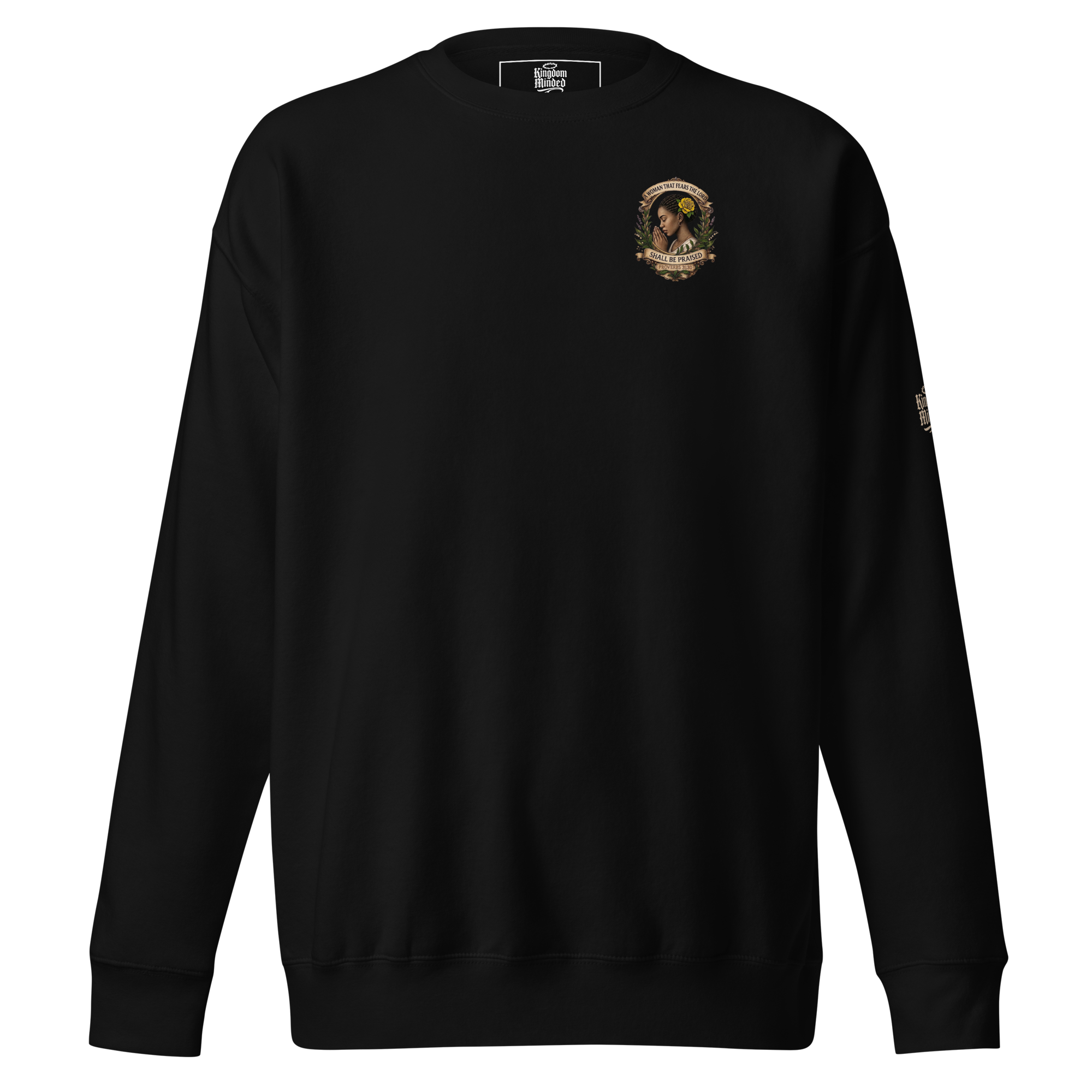 Shall Be Praised Premium Sweatshirt — black — Front