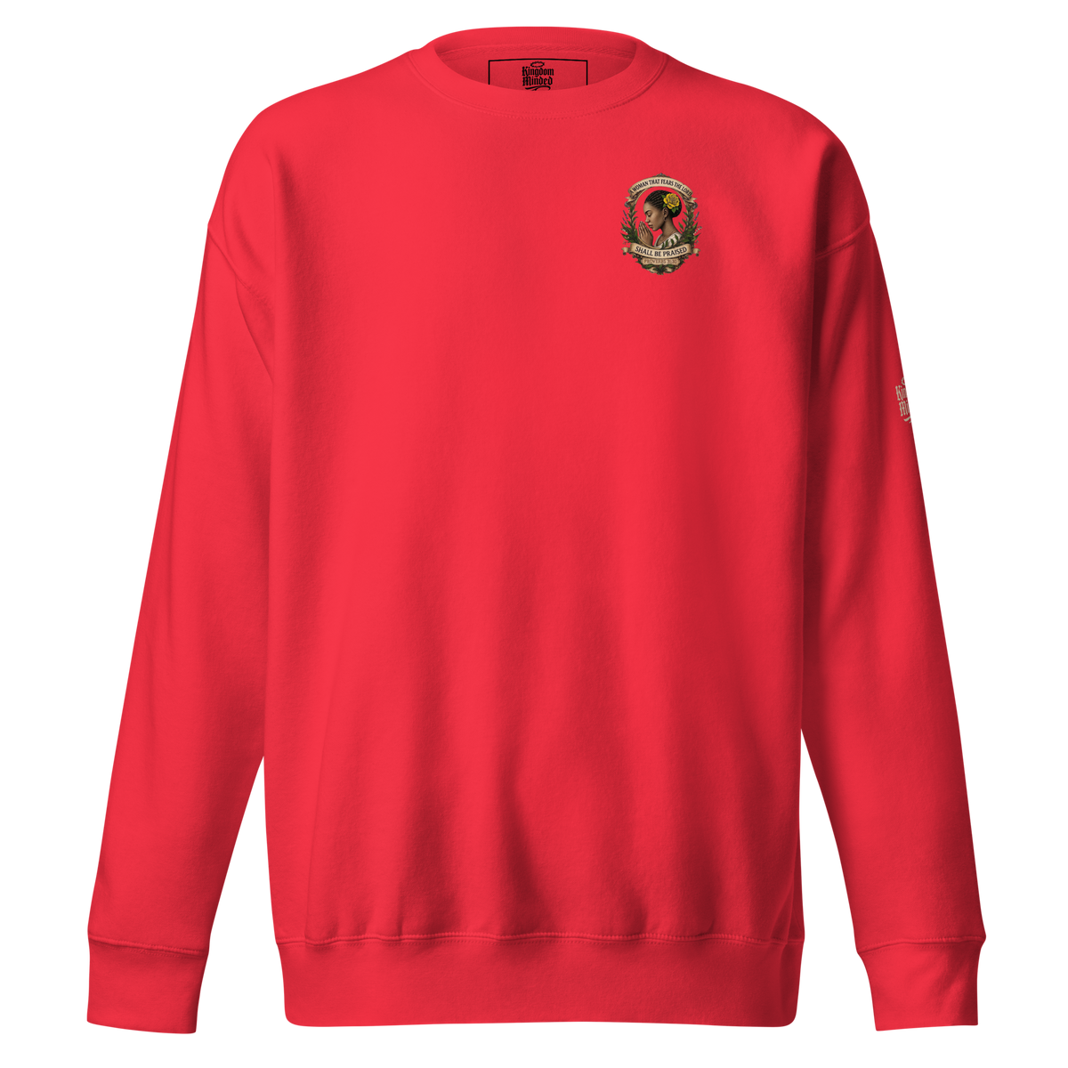 Shall Be Praised Premium Sweatshirt — red — Front