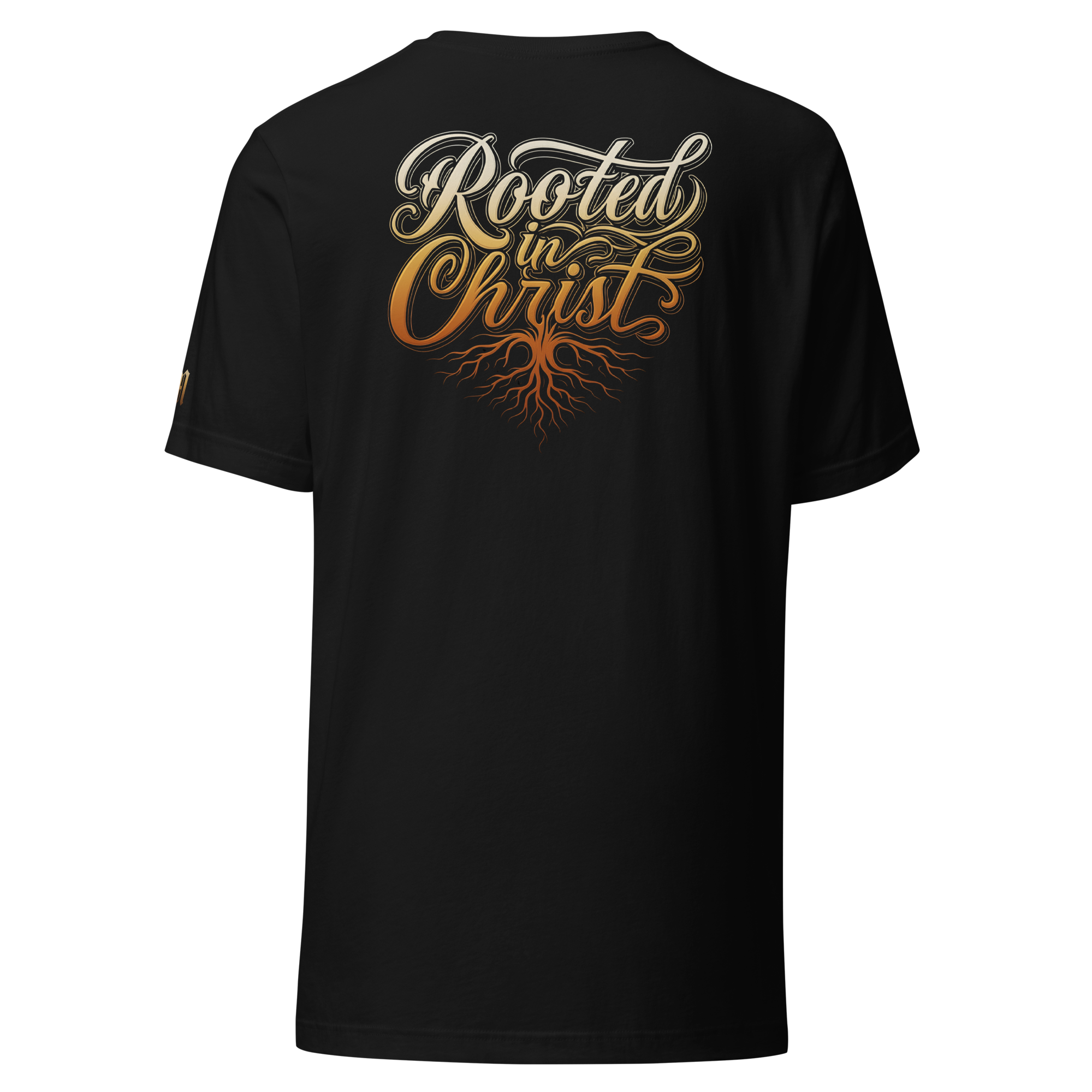 Rooted in Christ Premium Tee — Black — Back