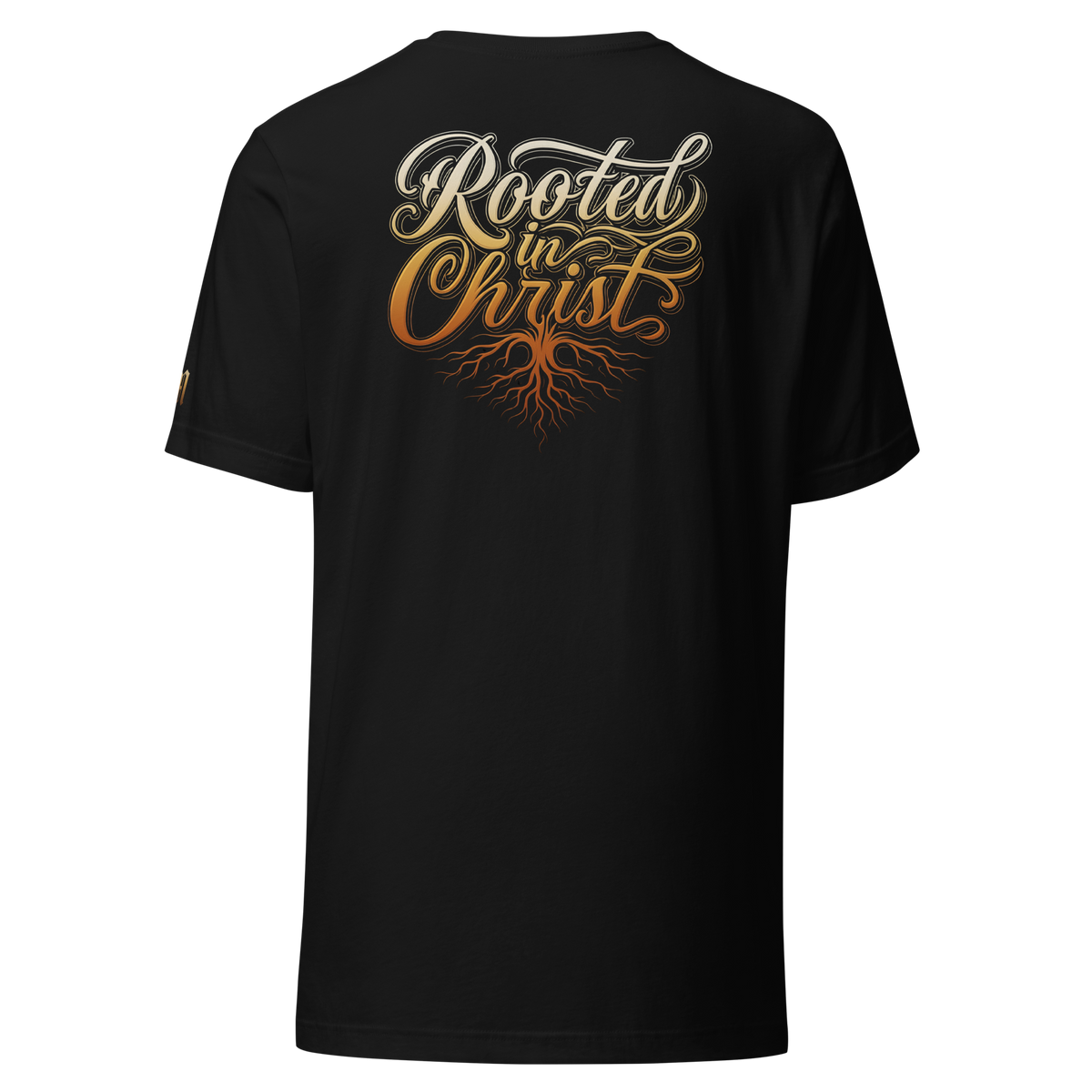 Rooted in Christ Premium Tee — Black — Back