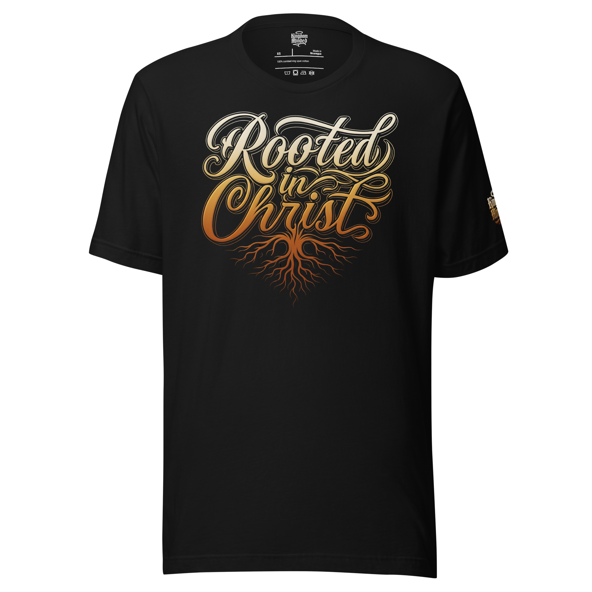 Rooted in Christ Tee — Black — Front