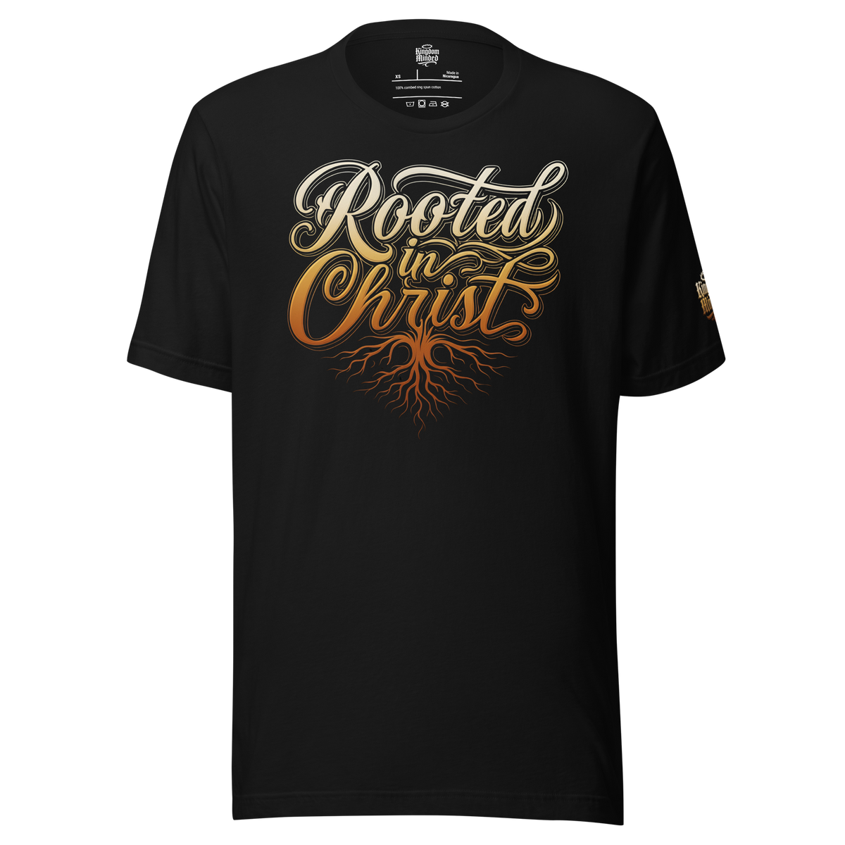 Rooted in Christ Tee — Black — Front