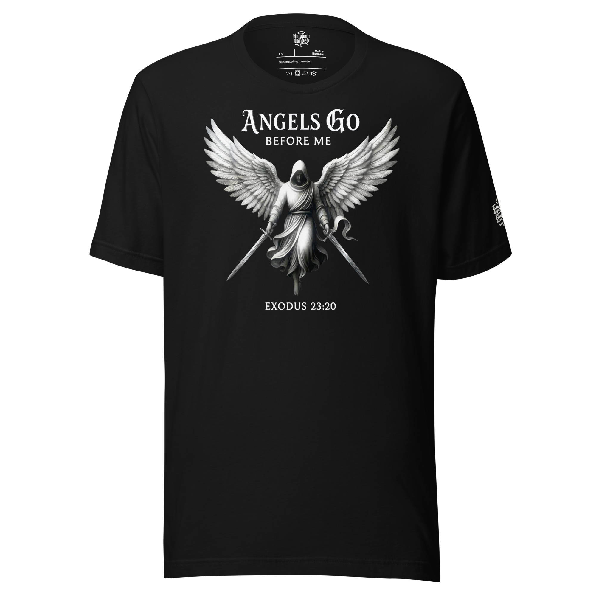 Angels Go Before Me Standard Tee — black — Front